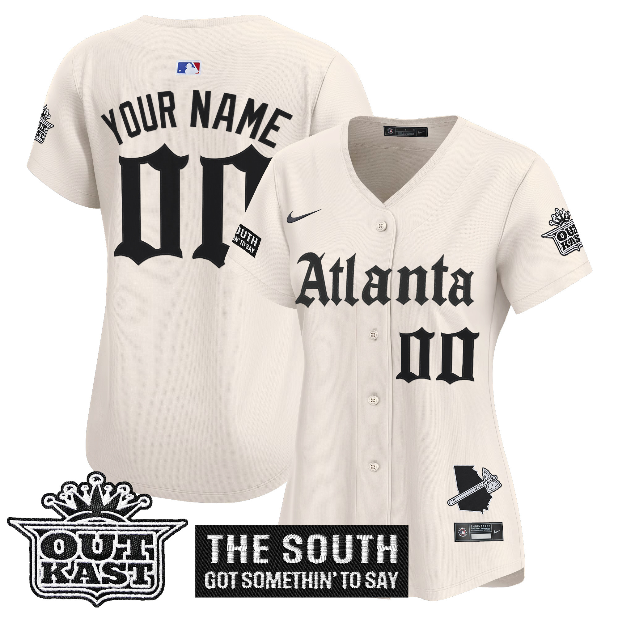 Women's Atlanta Braves Gothic South x Outkast Edition Vapor Premier Limited Custom Cream Jersey - All Stitched