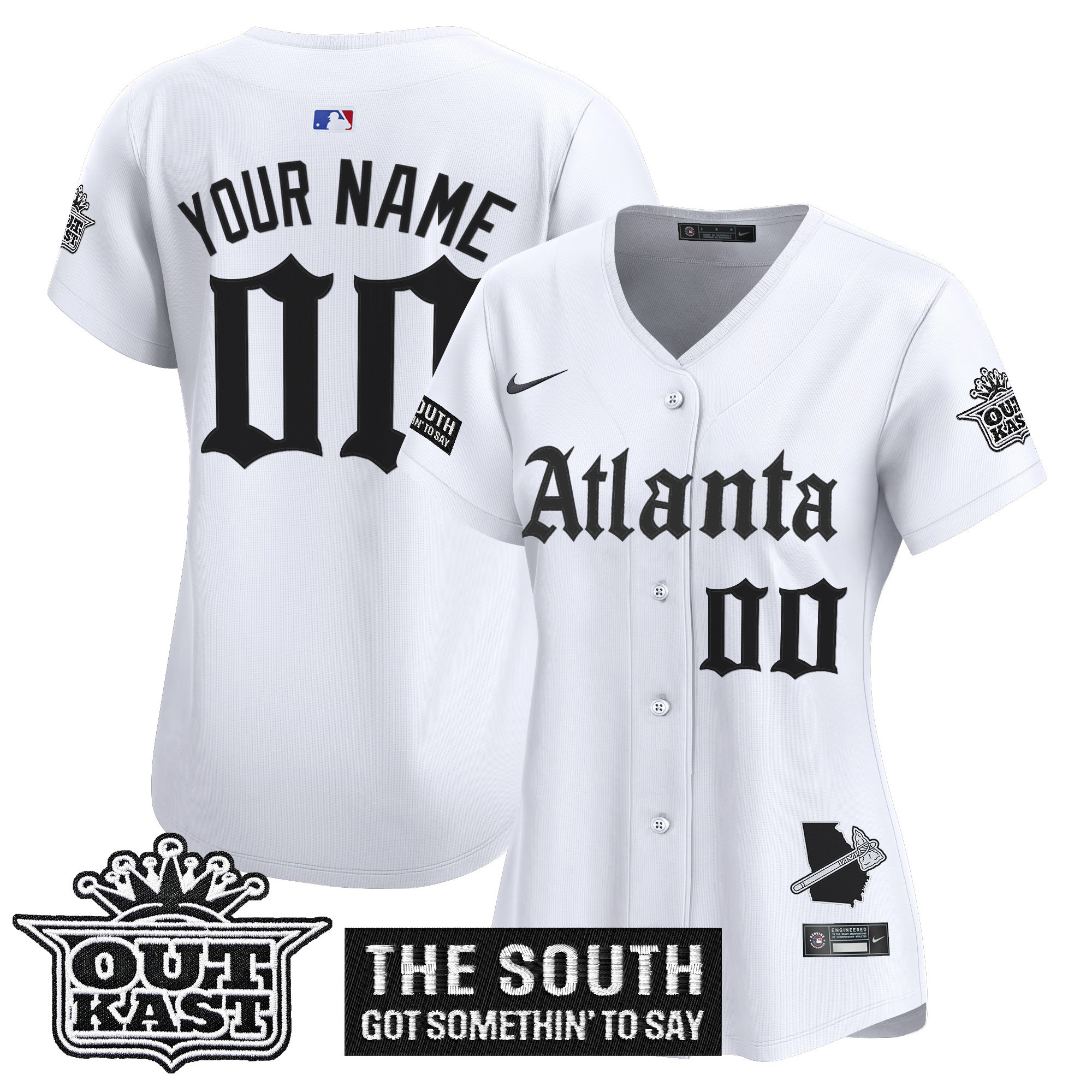 Women's Atlanta Braves Gothic South x Outkast Edition Vapor Premier Limited Custom White Jersey - All Stitched