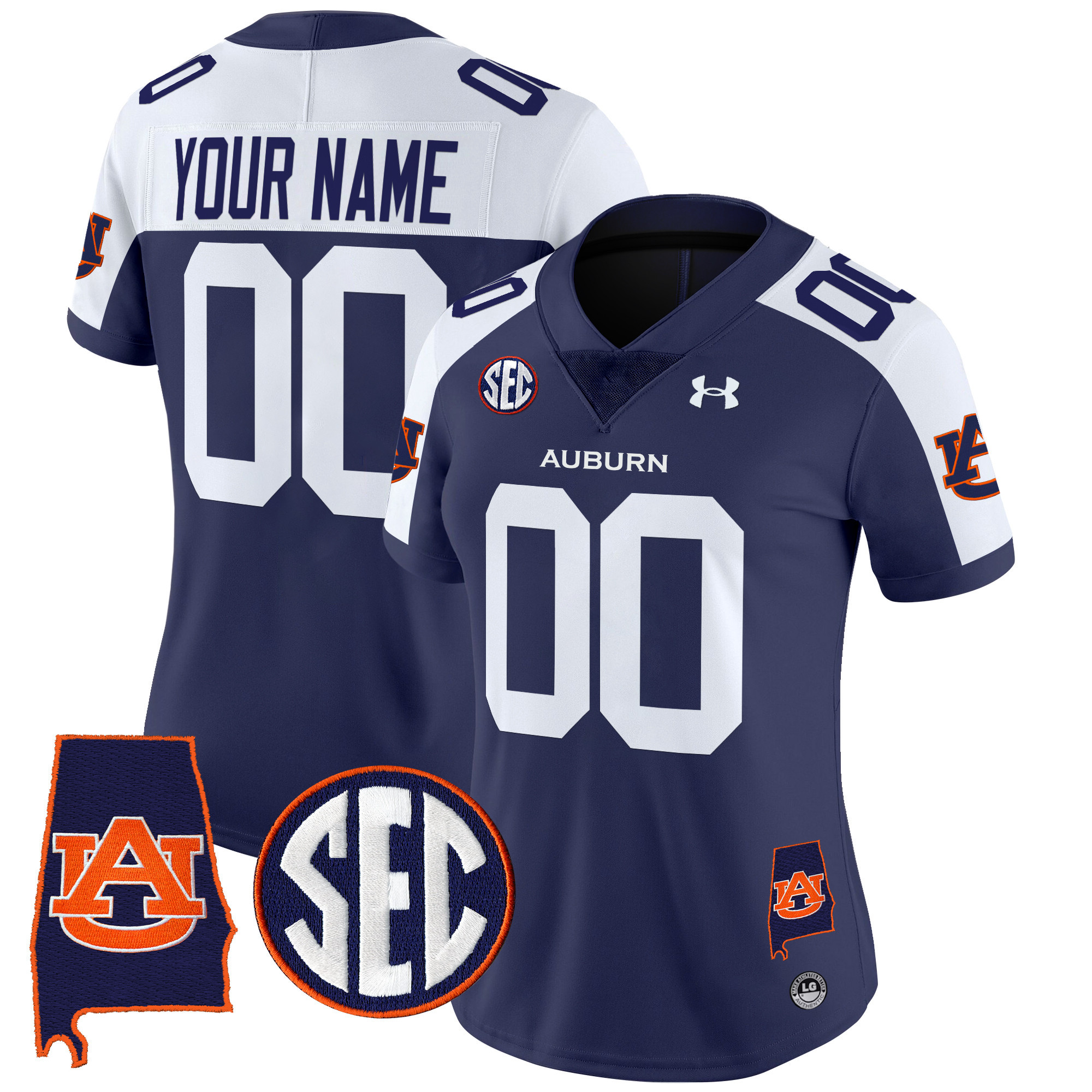 Women's Auburn Tigers 2025 Alabama Patch Vapor Limited Custom Navy Alternate Jersey - All Stitched