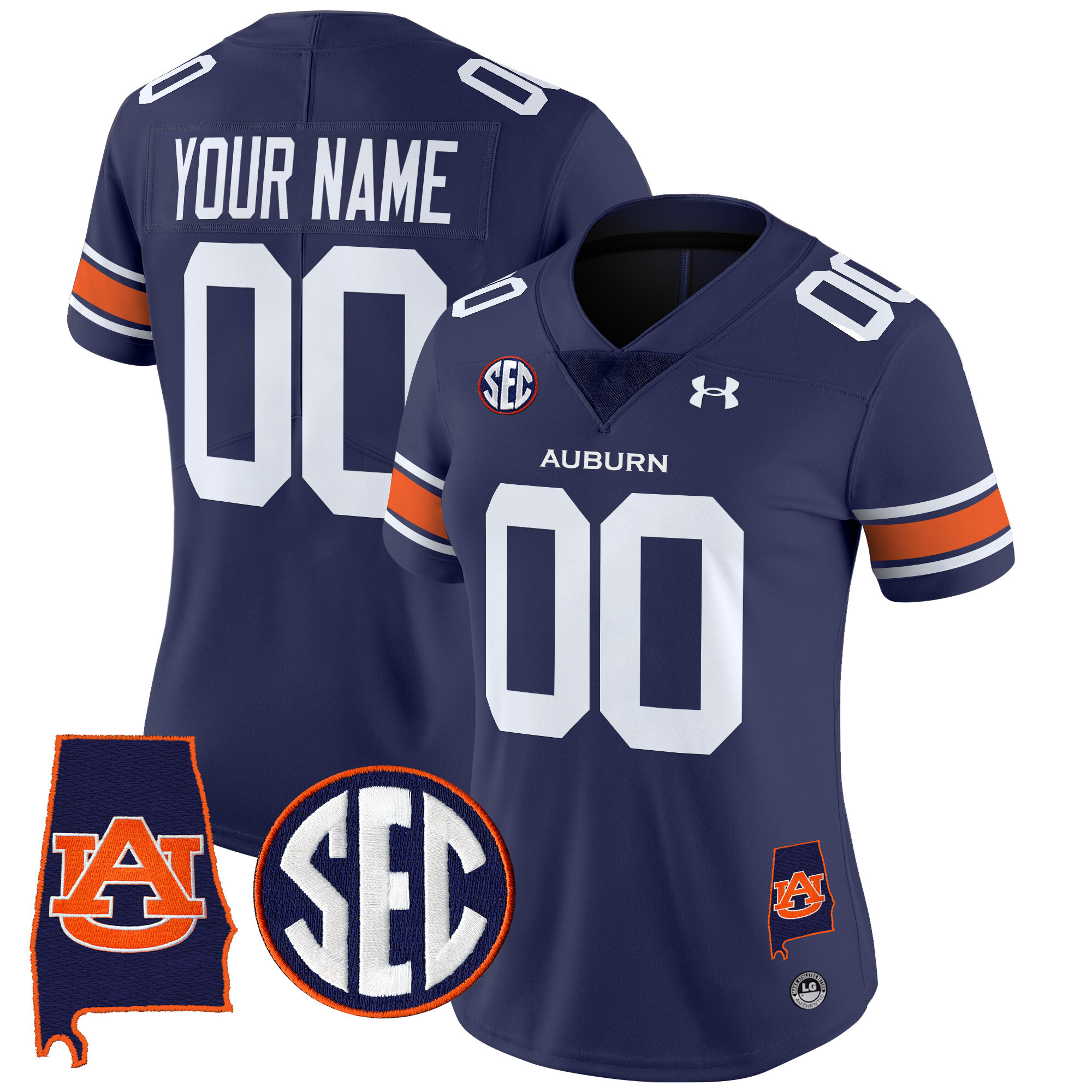 Women's Auburn Tigers 2025 Alabama Patch Vapor Limited Custom Navy Jersey - All Stitched