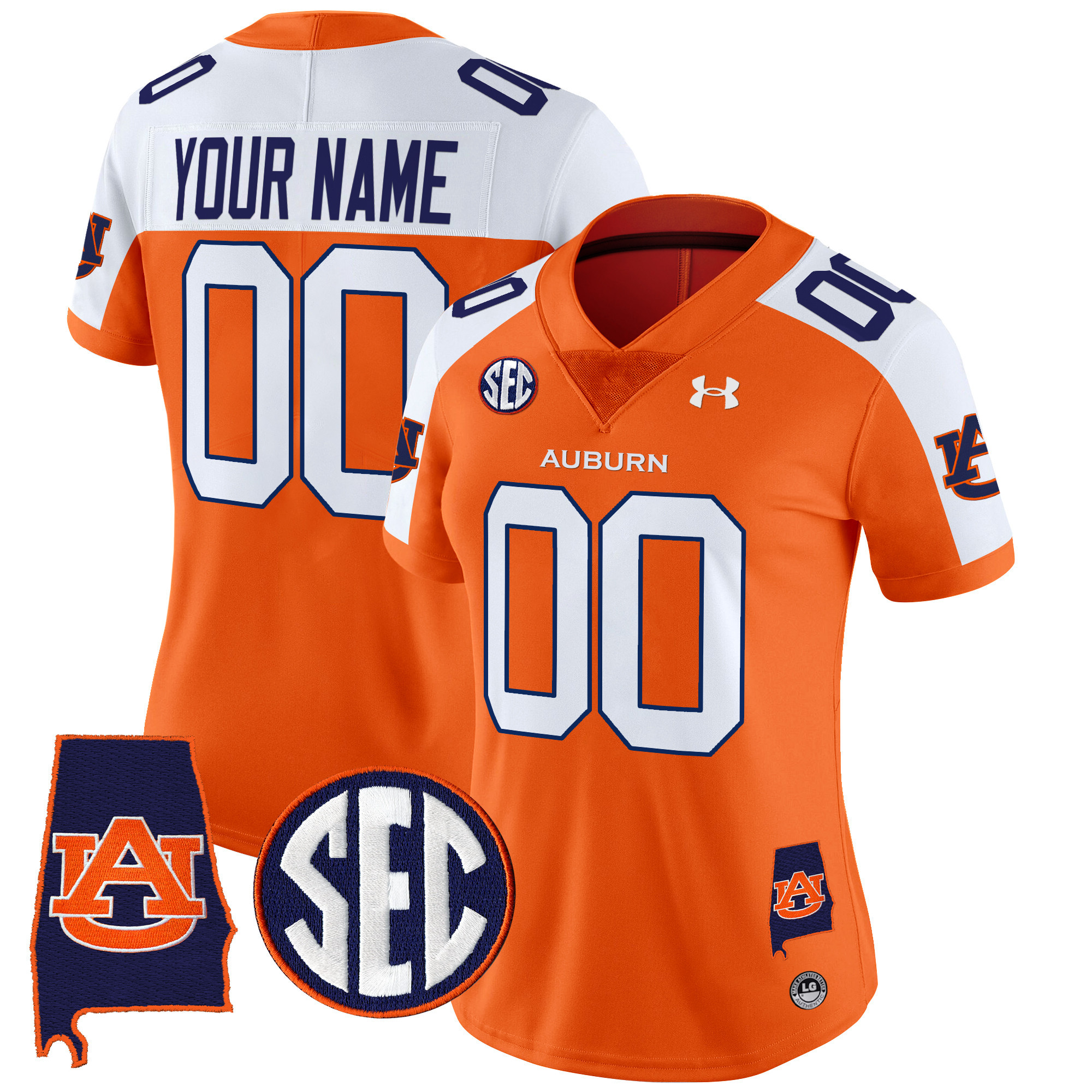 Women's Auburn Tigers 2025 Alabama Patch Vapor Limited Custom Orange Alternate Jersey - All Stitched