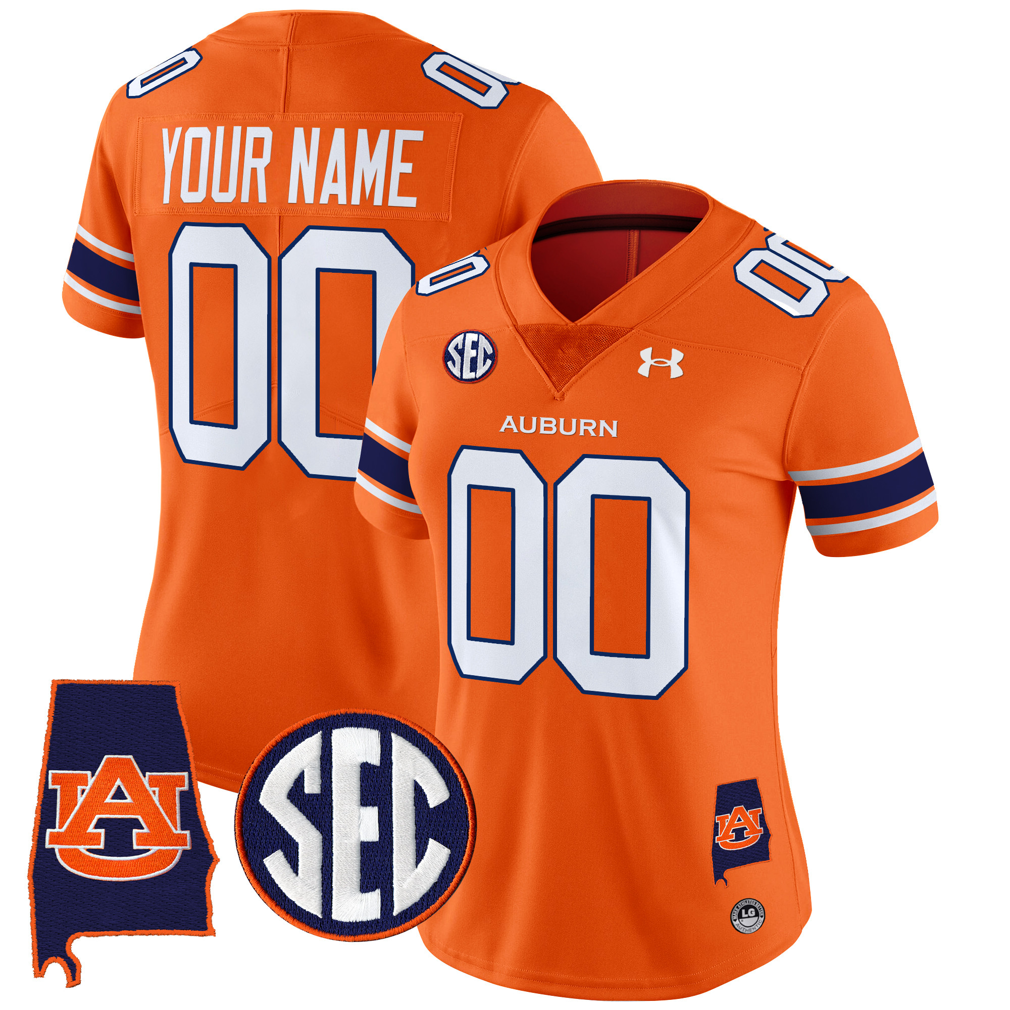 Women's Auburn Tigers 2025 Alabama Patch Vapor Limited Custom Orange Jersey - All Stitched