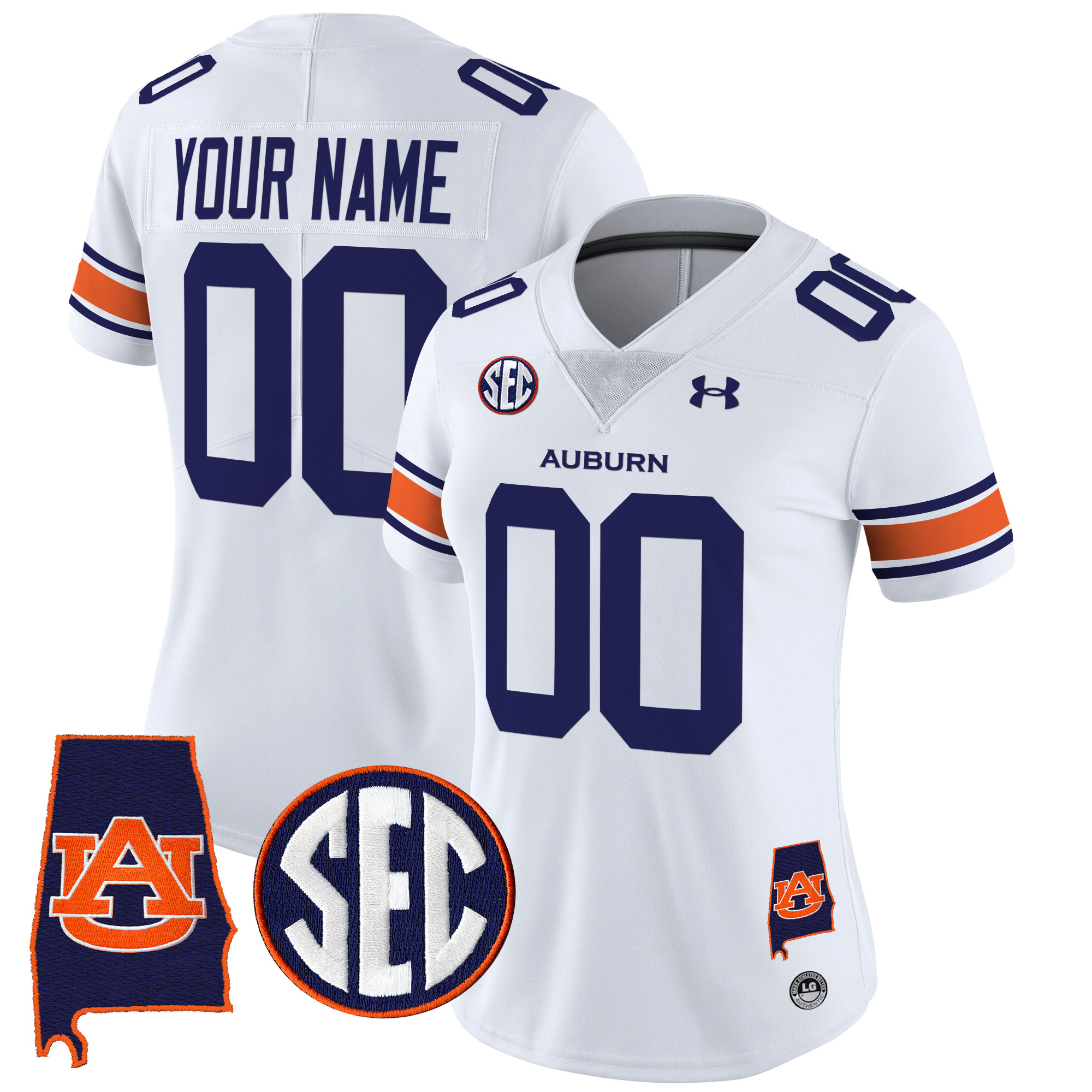 Women's Auburn Tigers 2025 Alabama Patch Vapor Limited Custom White Jersey - All Stitched