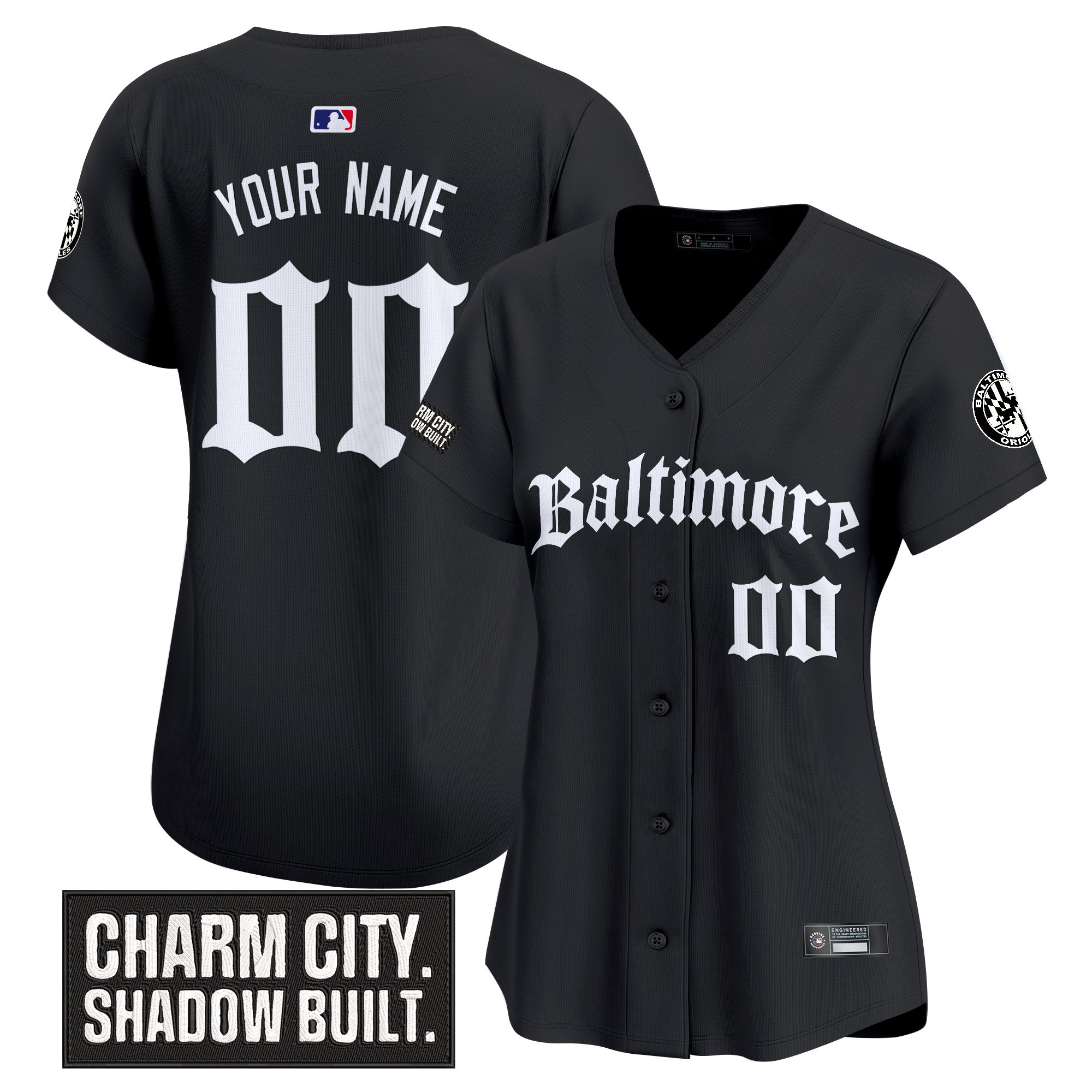 Women's Baltimore Orioles Gothic Harbor Edition Vapor Premier Limited Custom Black Jersey - All Stitched