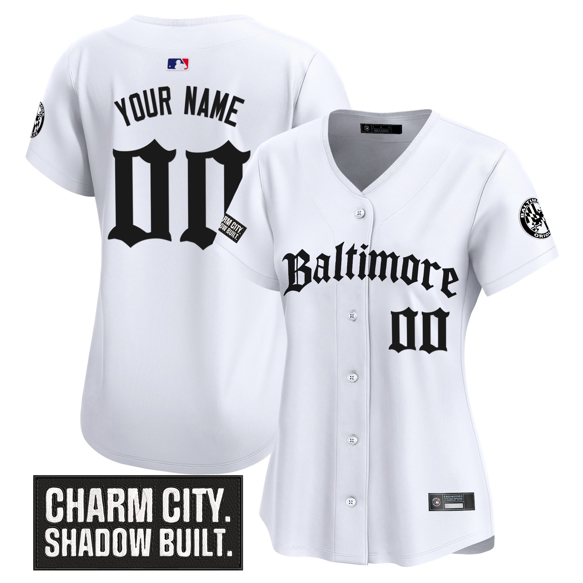 Women's Baltimore Orioles Gothic Harbor Edition Vapor Premier Limited Custom White Jersey - All Stitched