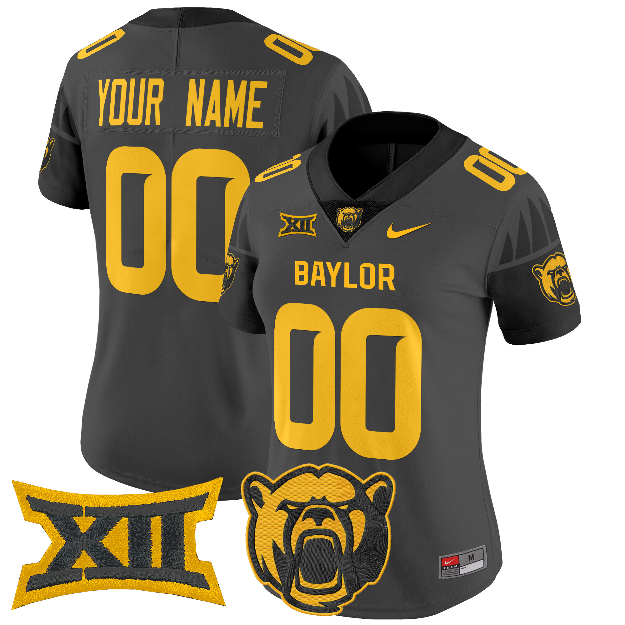 Women's Baylor Bears 2025 Vapor Limited Custom Black Jersey - All Stitched