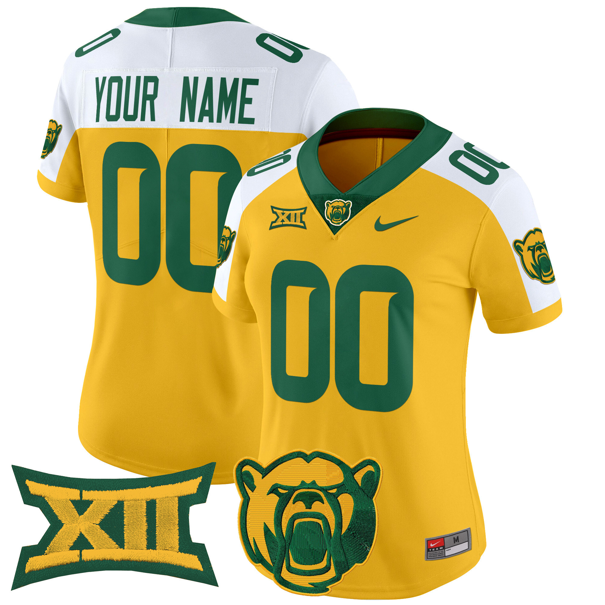Women's Baylor Bears 2025 Vapor Limited Custom Gold Alternate Jersey - All Stitched