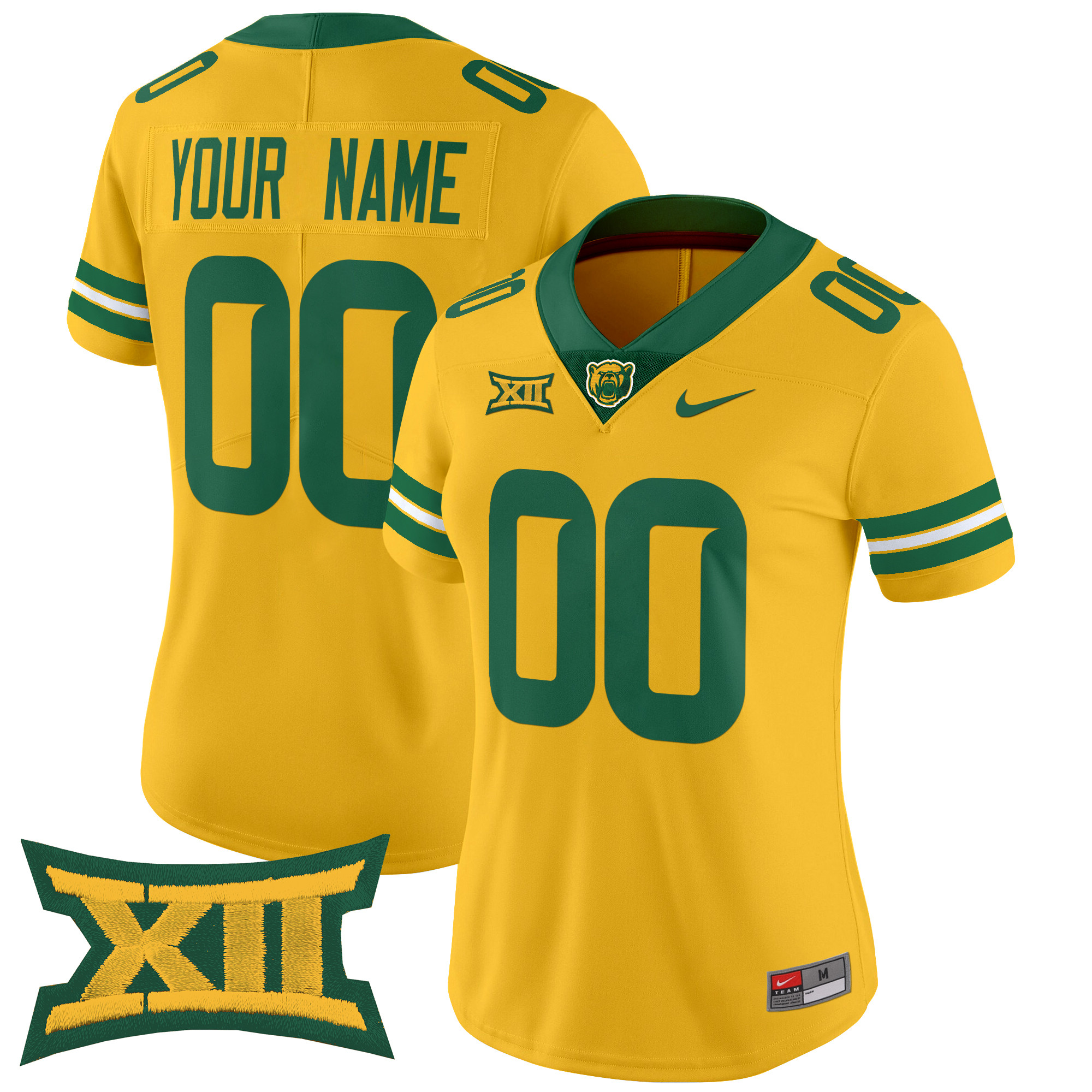 Women's Baylor Bears 2025 Vapor Limited Custom Gold Jersey - All Stitched
