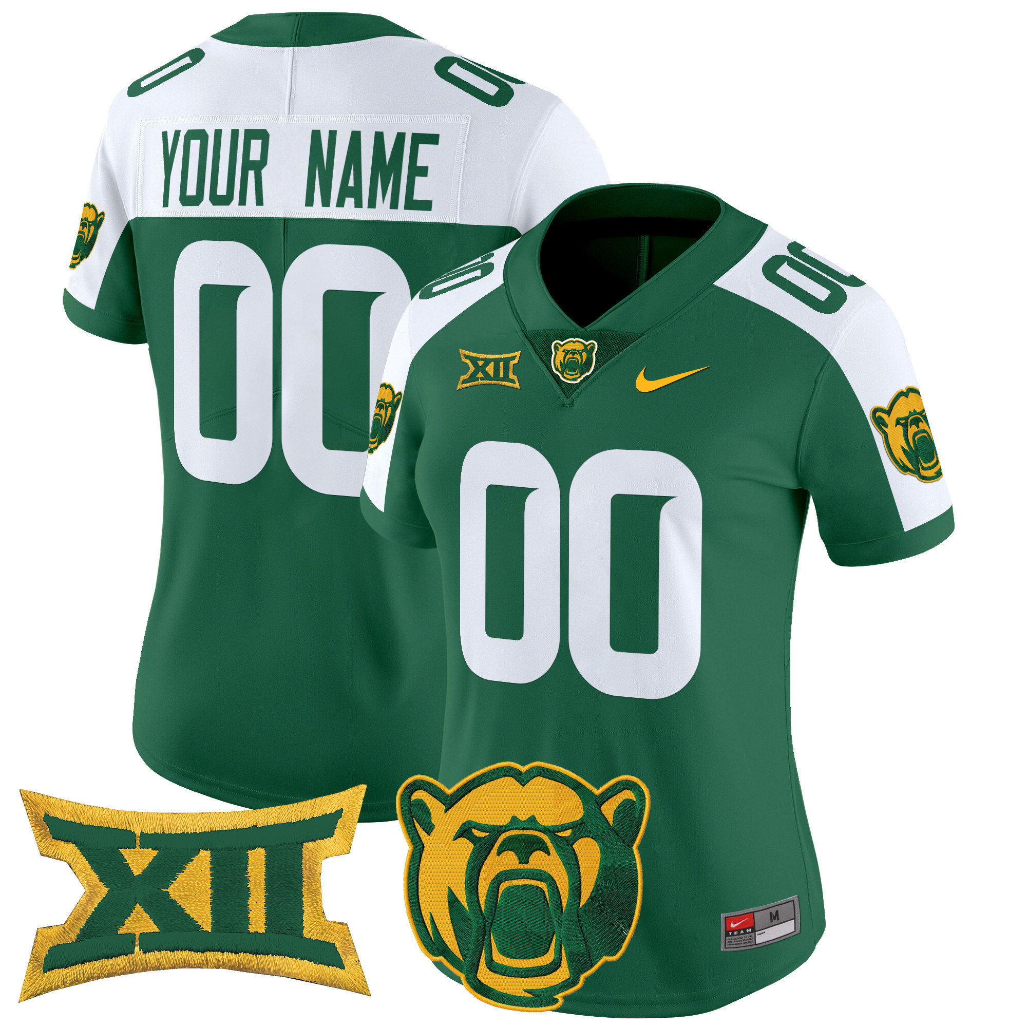Women's Baylor Bears 2025 Vapor Limited Custom Green Alternate Jersey - All Stitched