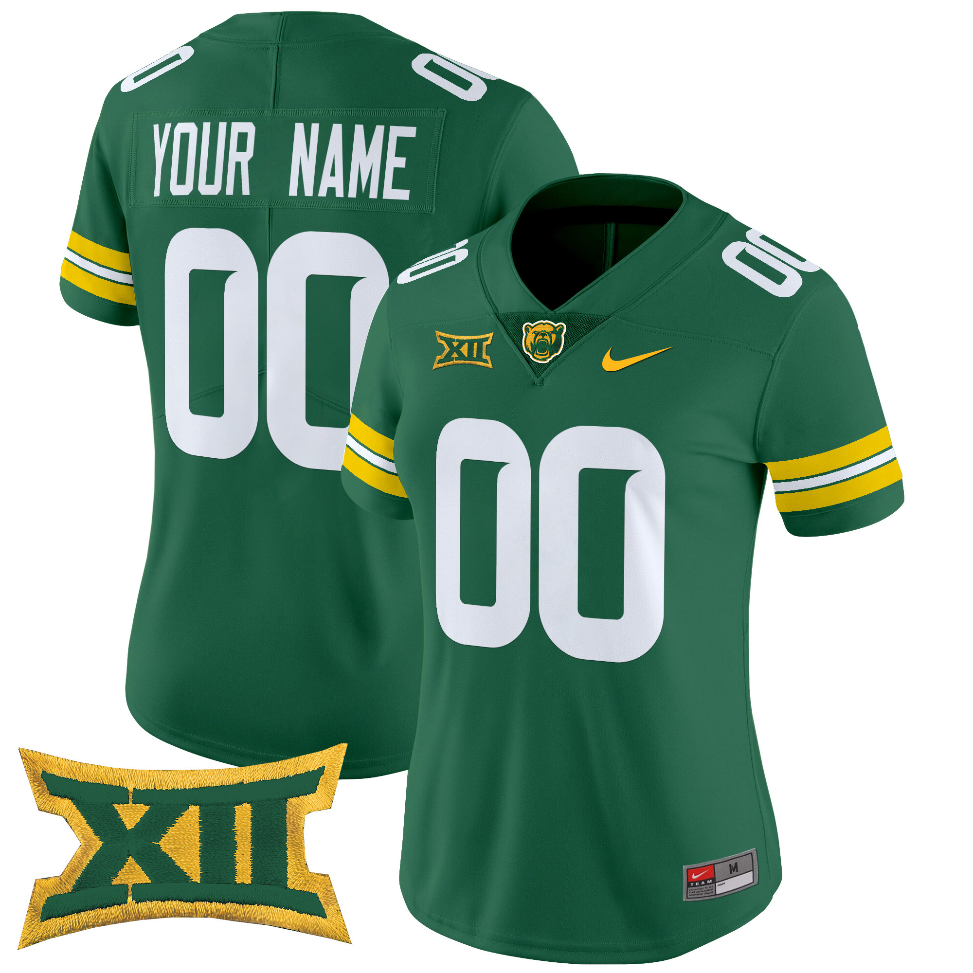 Women's Baylor Bears 2025 Vapor Limited Custom Green Jersey - All Stitched