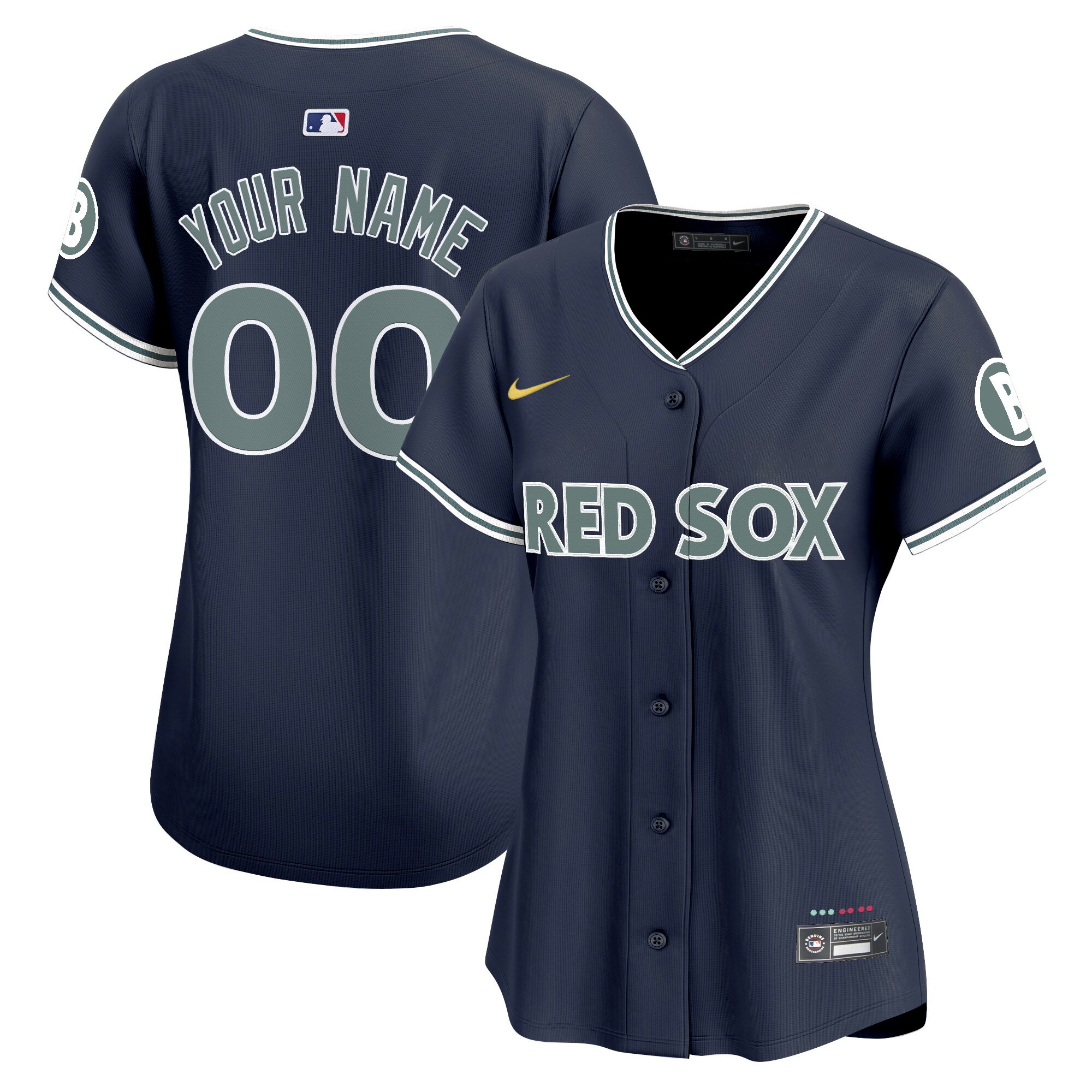 Women's Boston Red Sox 2025 City Connect Vapor Premier Limited Custom Navy Jersey - All Stitched