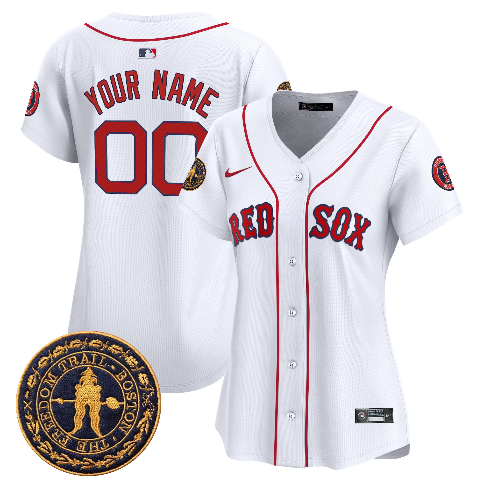 Women's Boston Red Sox Freedom Trail Patch Vapor Premier Limited Custom White Jersey - All Stitched