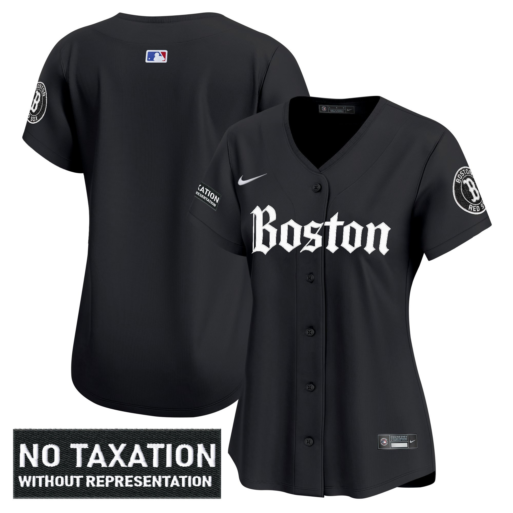 Women's Boston Red Sox Retro Newspaper Edition Vapor Premier Limited Black Jersey - All Stitched