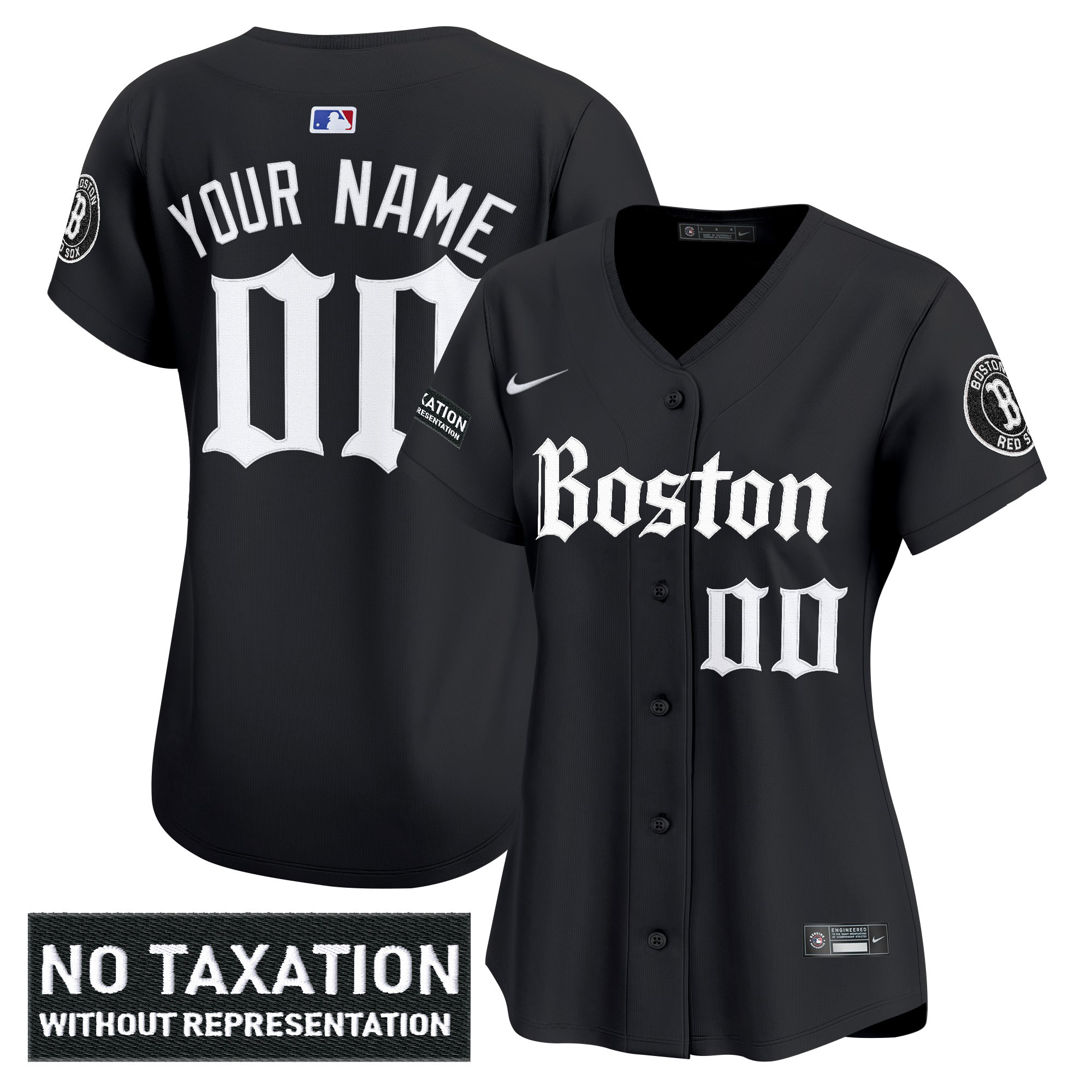 Women's Boston Red Sox Retro Newspaper Edition Vapor Premier Limited Custom Black Jersey - All Stitched