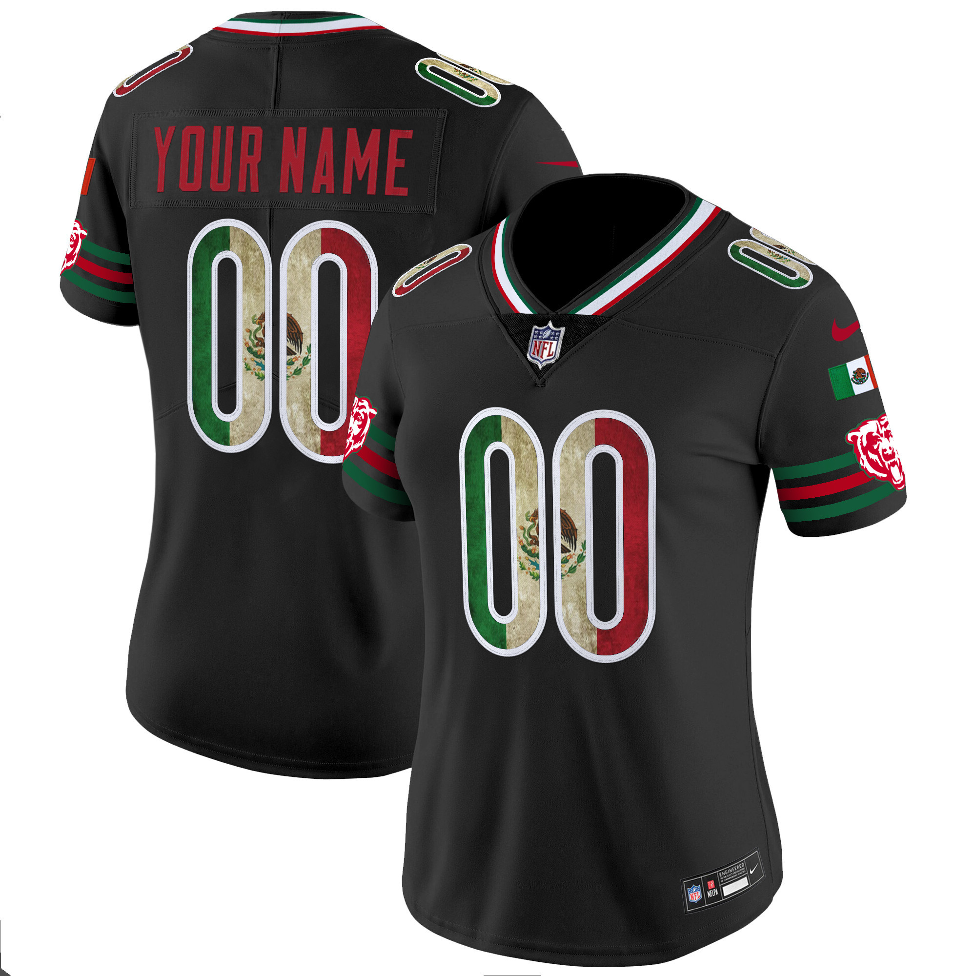 Women's Chicago Bears Mexico Vapor Limited Custom Black Jersey - All Stitched