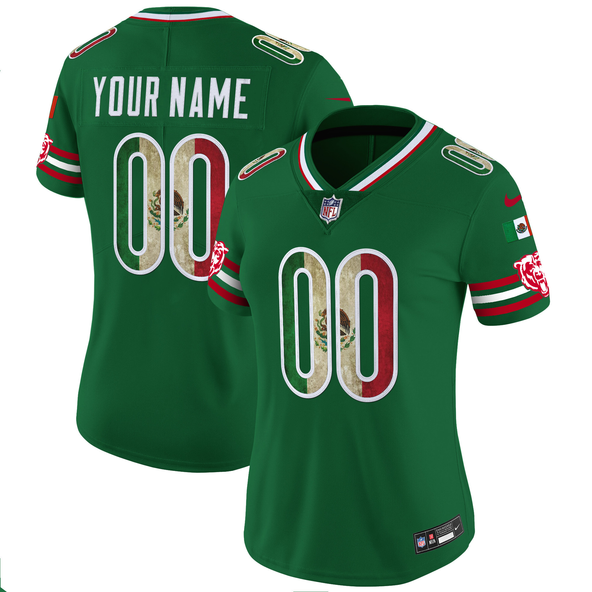 Women's Chicago Bears Mexico Vapor Limited Custom Green Jersey - All Stitched