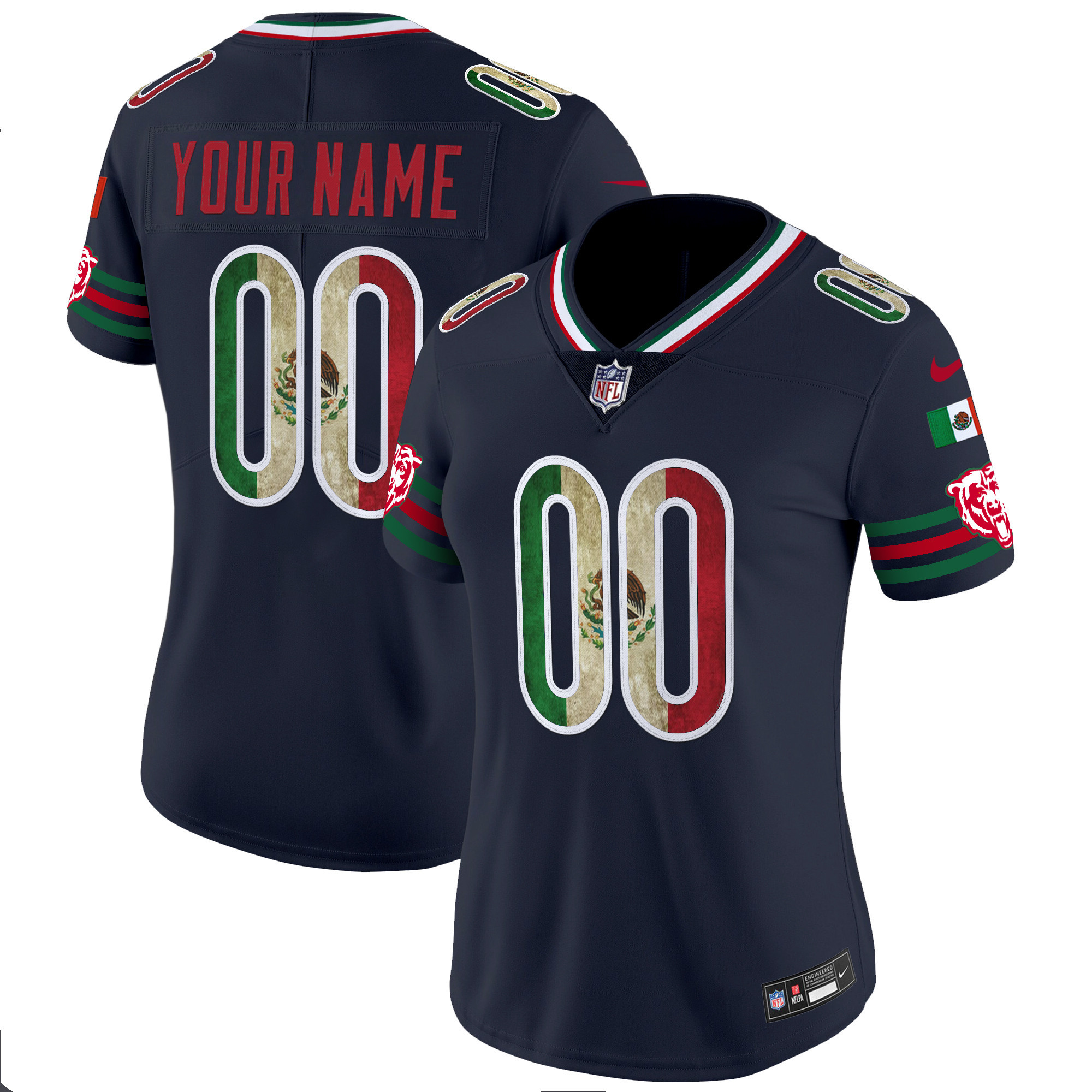 Women's Chicago Bears Mexico Vapor Limited Custom Navy Jersey - All Stitched