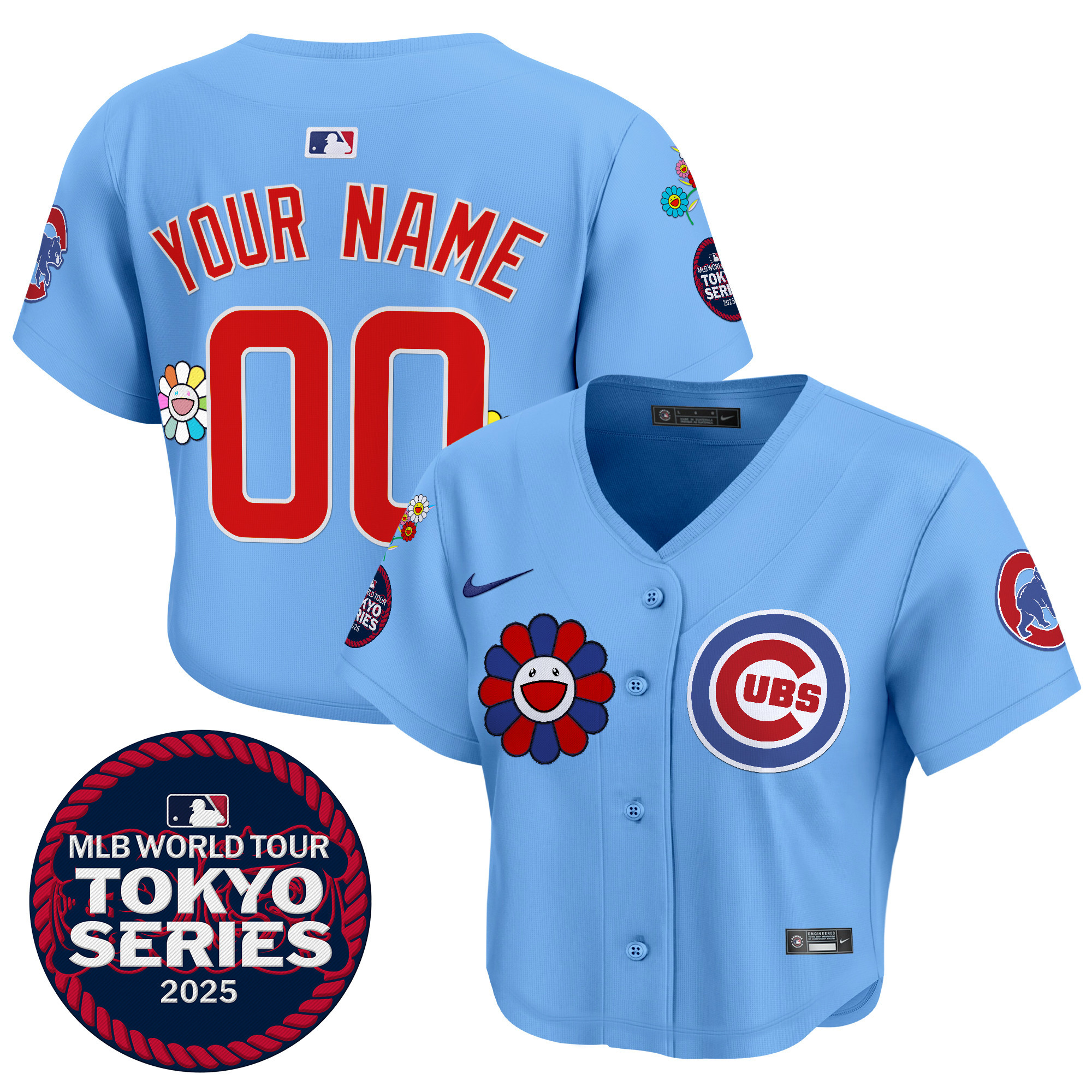 Women's Chicago Cubs Tokyo Series 2025 Crop Top Baseball Custom Blue Jersey - Stitched