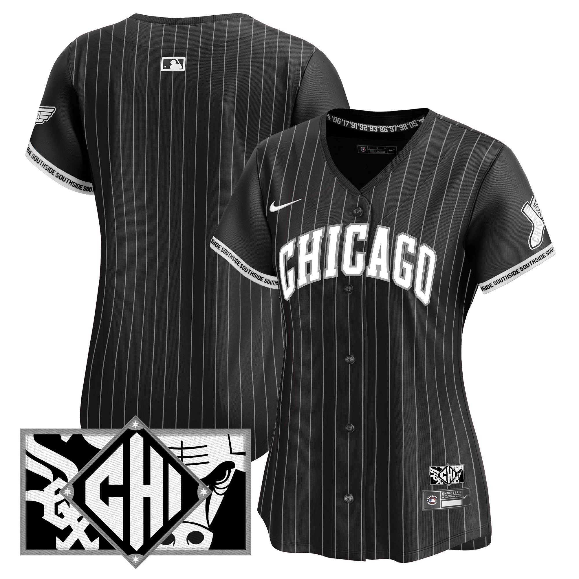 Women's Chicago White Sox 2025 City Connect Vapor Premier Limited Black (B&W) Jersey - All Stitched