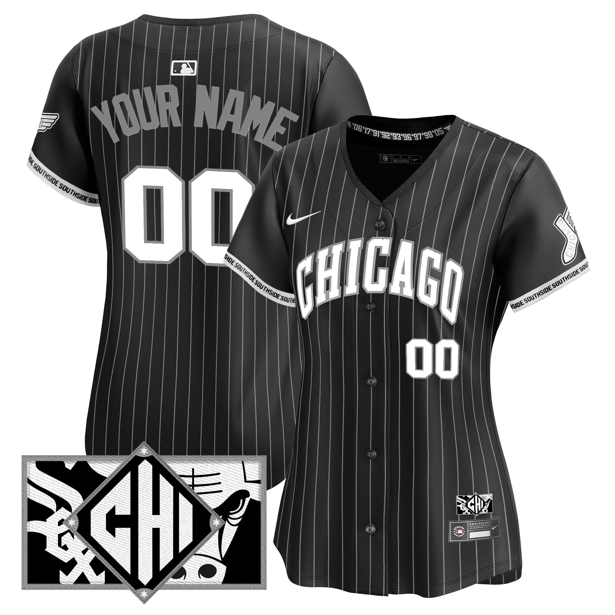 Women's Chicago White Sox 2025 City Connect Vapor Premier Limited Custom Black (B&W) Jersey - All Stitched