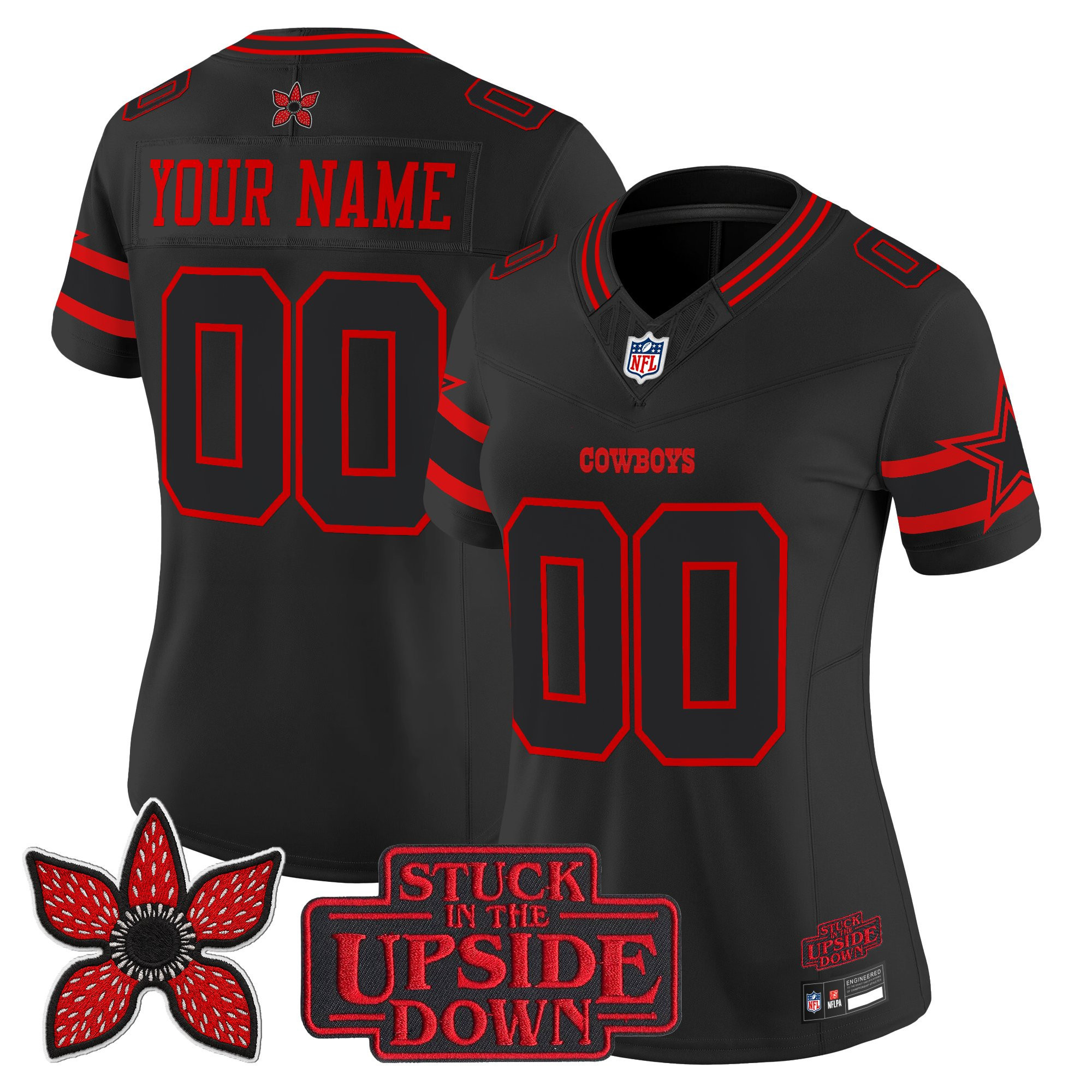 Women's Dallas Cowboys Stranger Things Edition Vapor Limited Custom Jersey - All Stitched