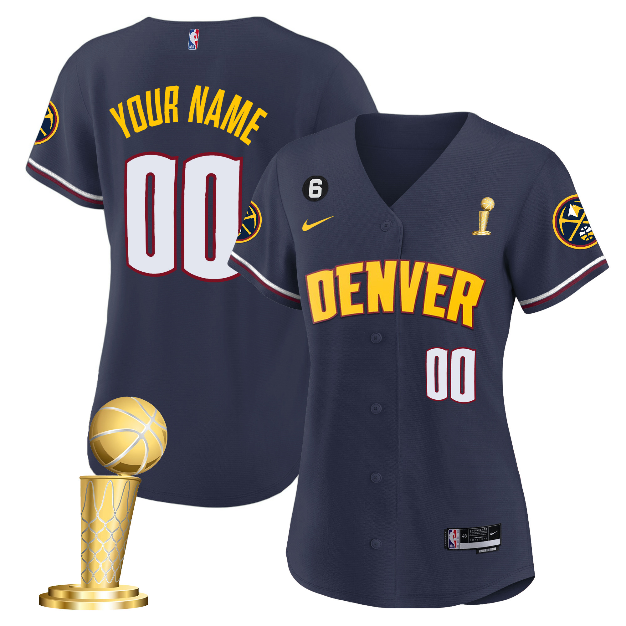 Women's Denver Nuggets 2023 Champions Flex Base Custom Icon Jersey - All Stitched