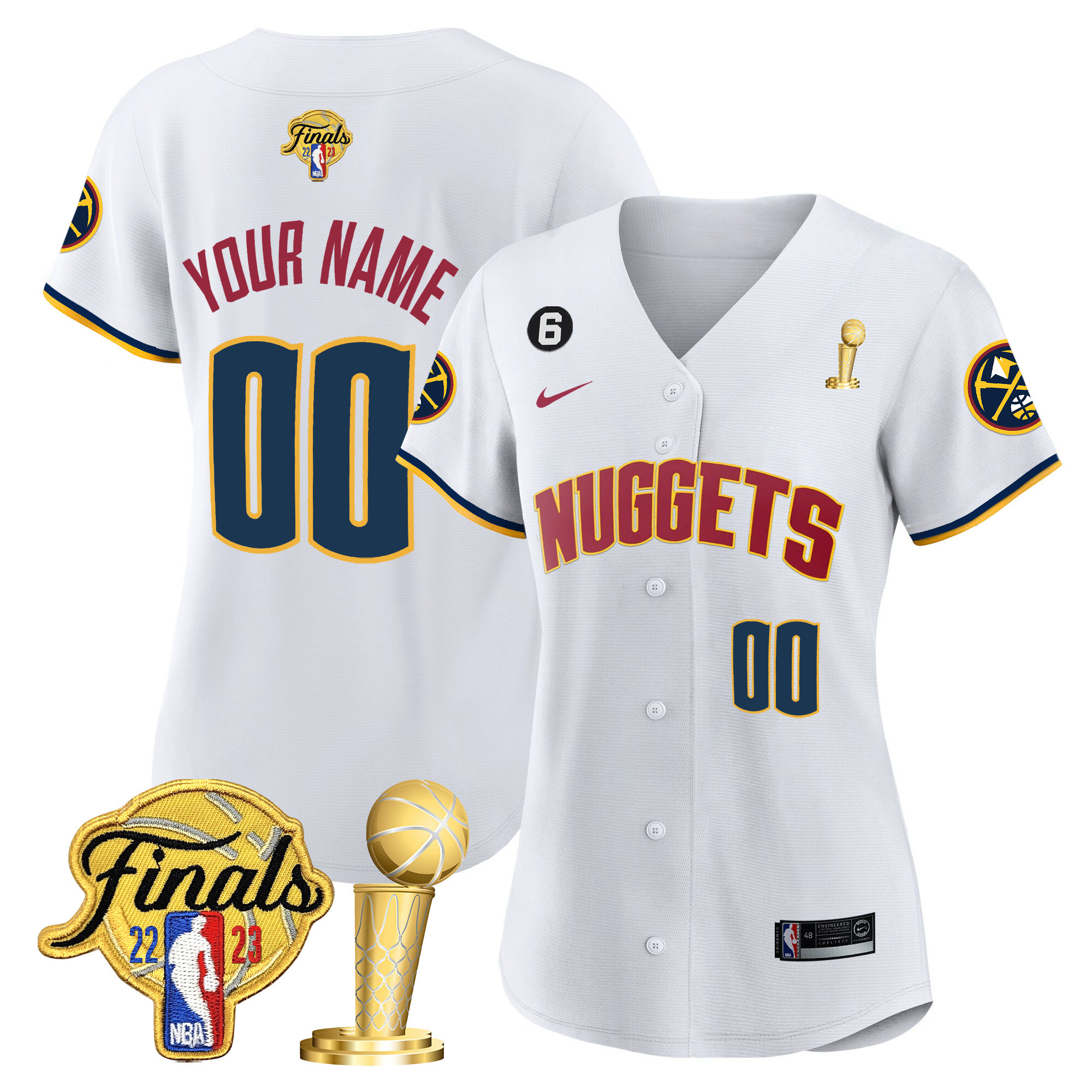 Women's Denver Nuggets 2023 Finals & Champions Cool Base Custom Association Jersey - All Stitched