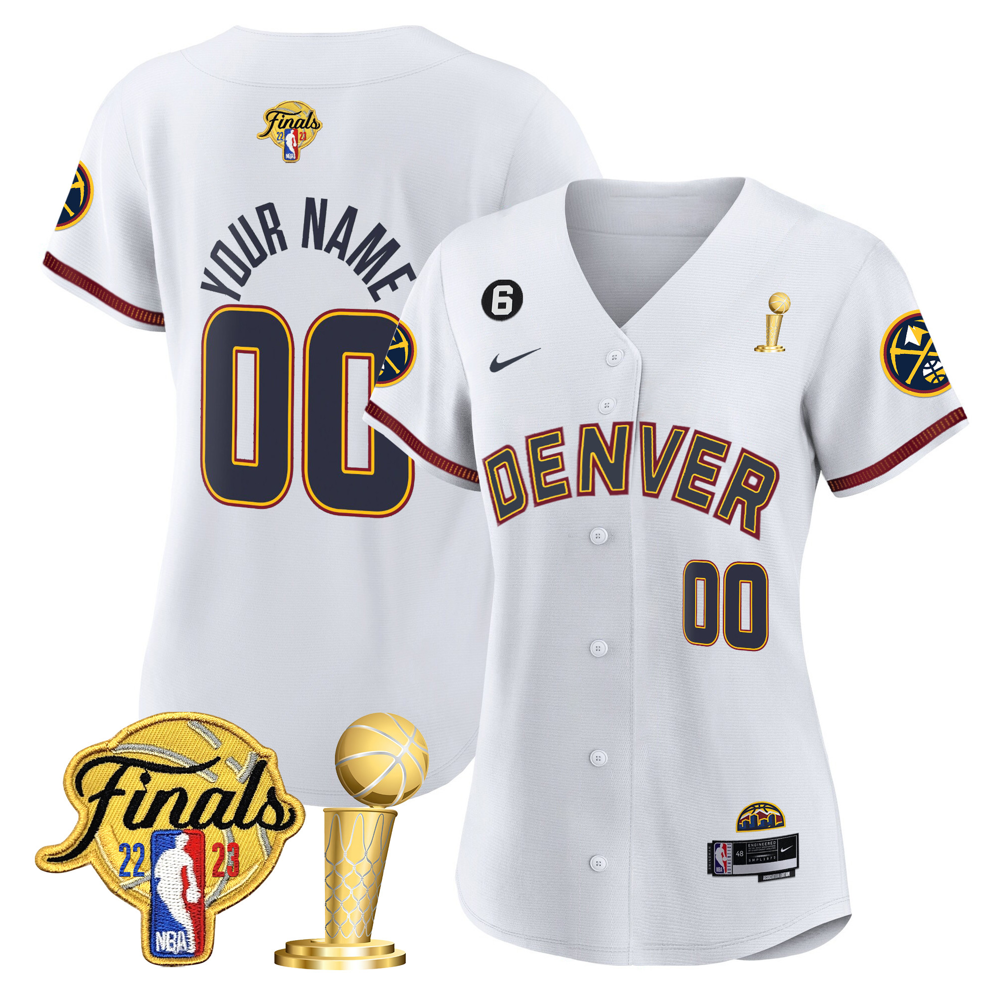 Women's Denver Nuggets 2023 Finals & Champions Flex Base Custom City Jersey - All Stitched
