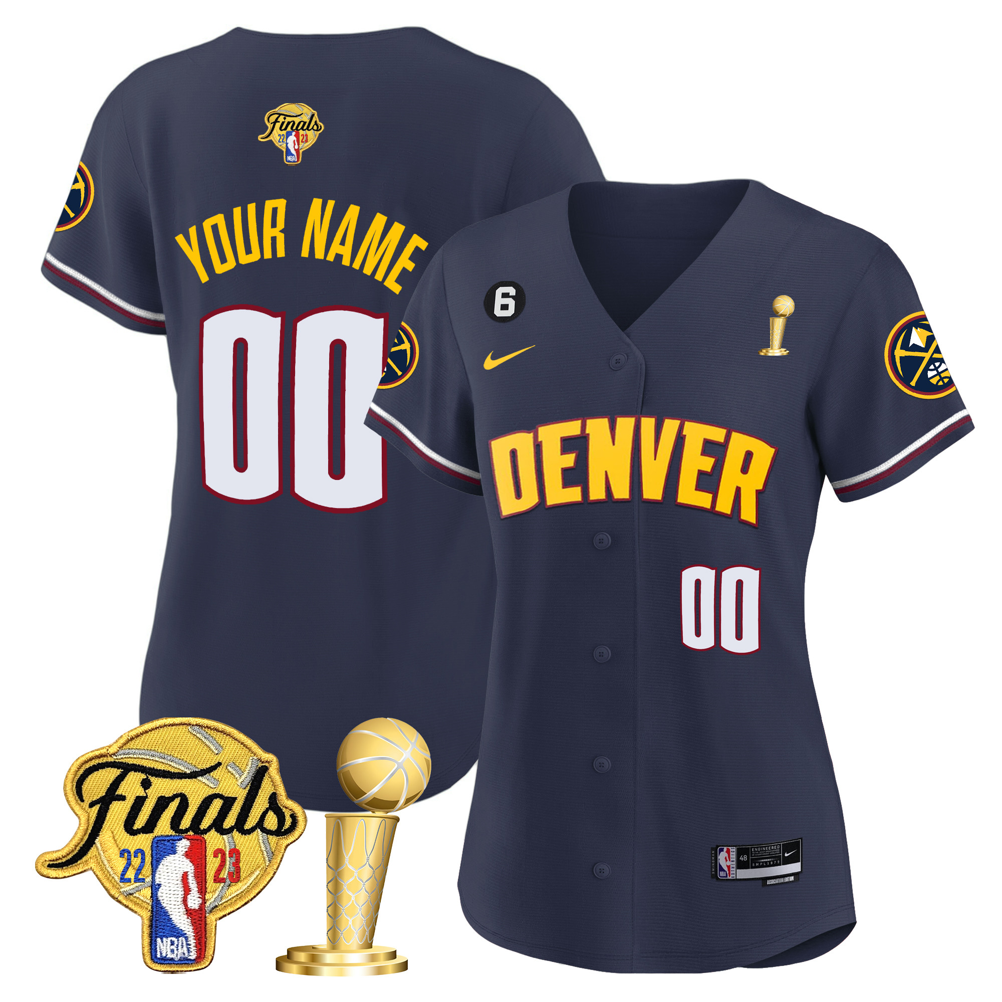 Women's Denver Nuggets 2023 Finals & Champions Flex Base Custom Icon Jersey - All Stitched