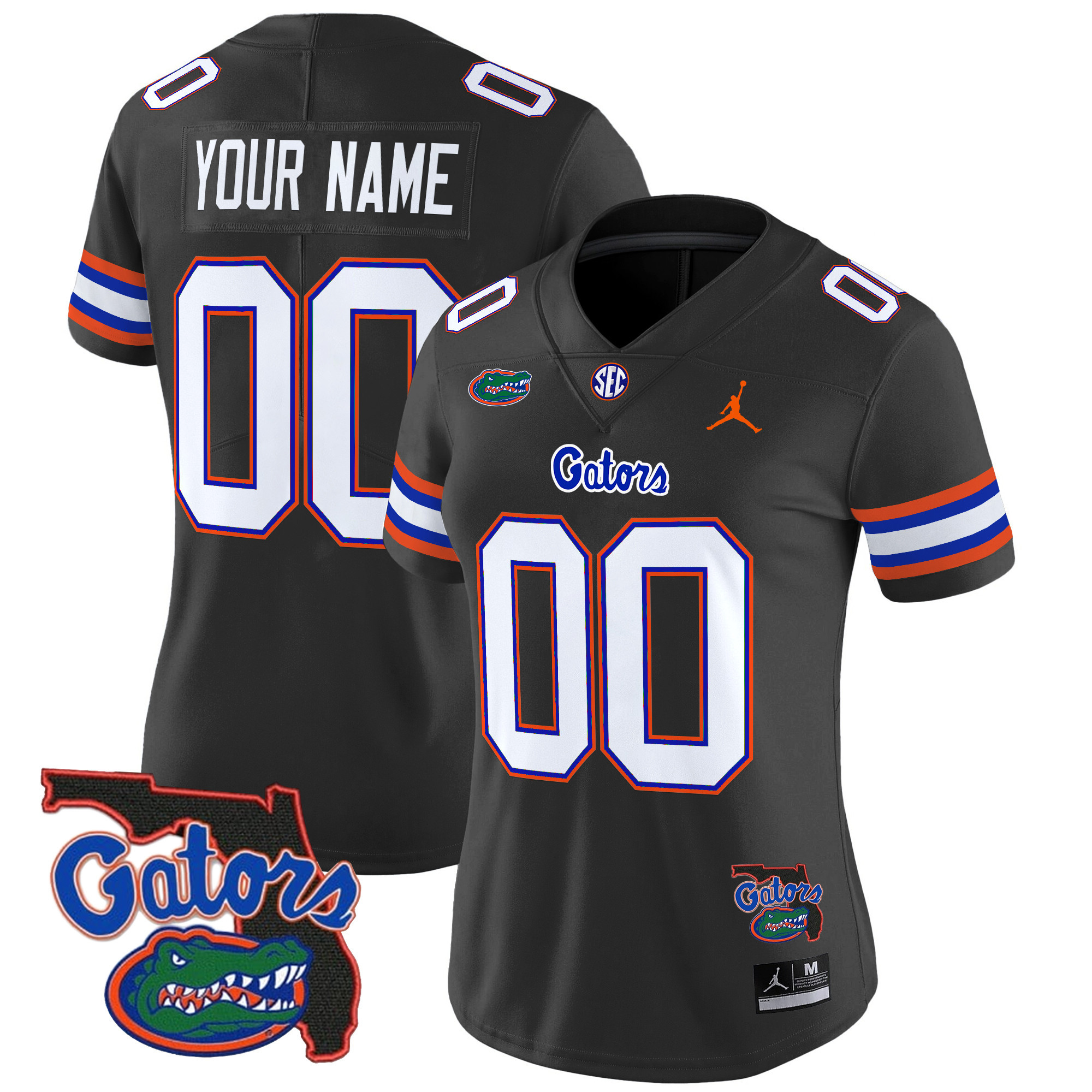 Women's Florida Gators 2025 Florida Patch Vapor Limited Custom Black Jersey - All Stitched