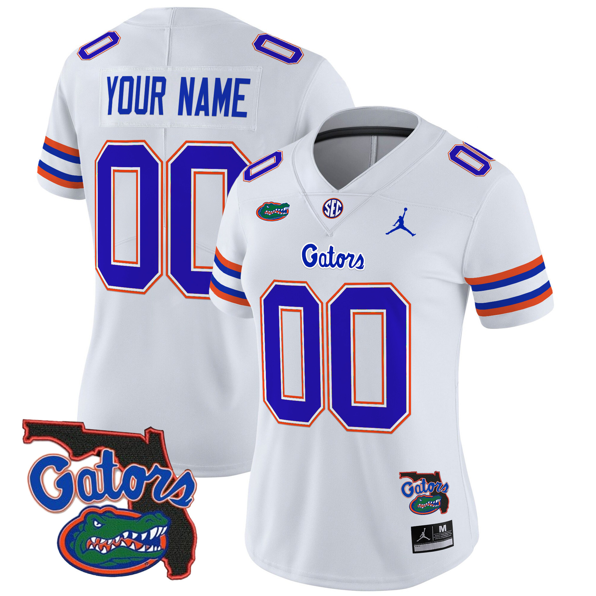 Women's Florida Gators 2025 Florida Patch Vapor Limited Custom White Jersey - All Stitched