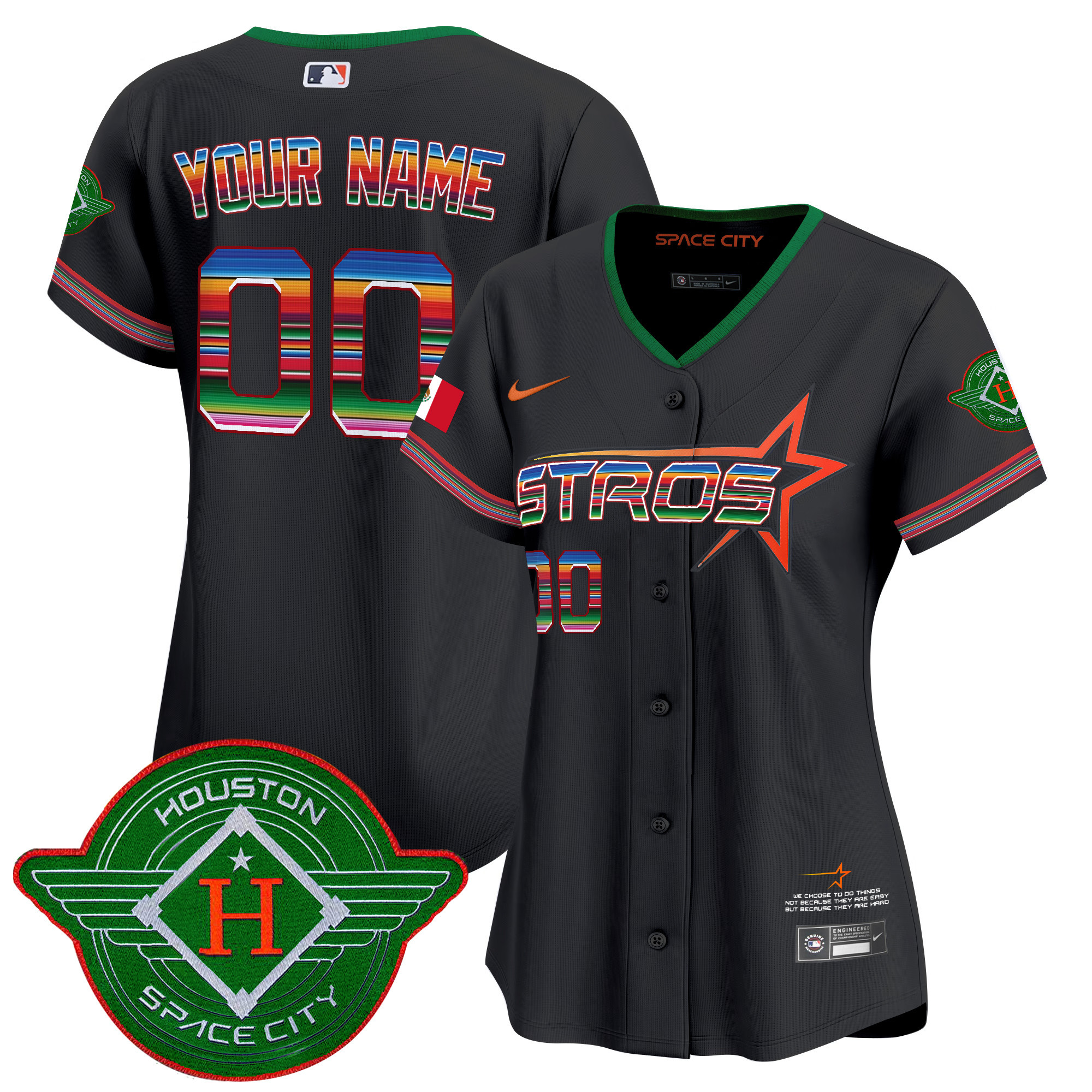 Women's Houston Astros 2025 City Connect Mexico Vapor Premier Limited Custom Black Jersey - All Stitched