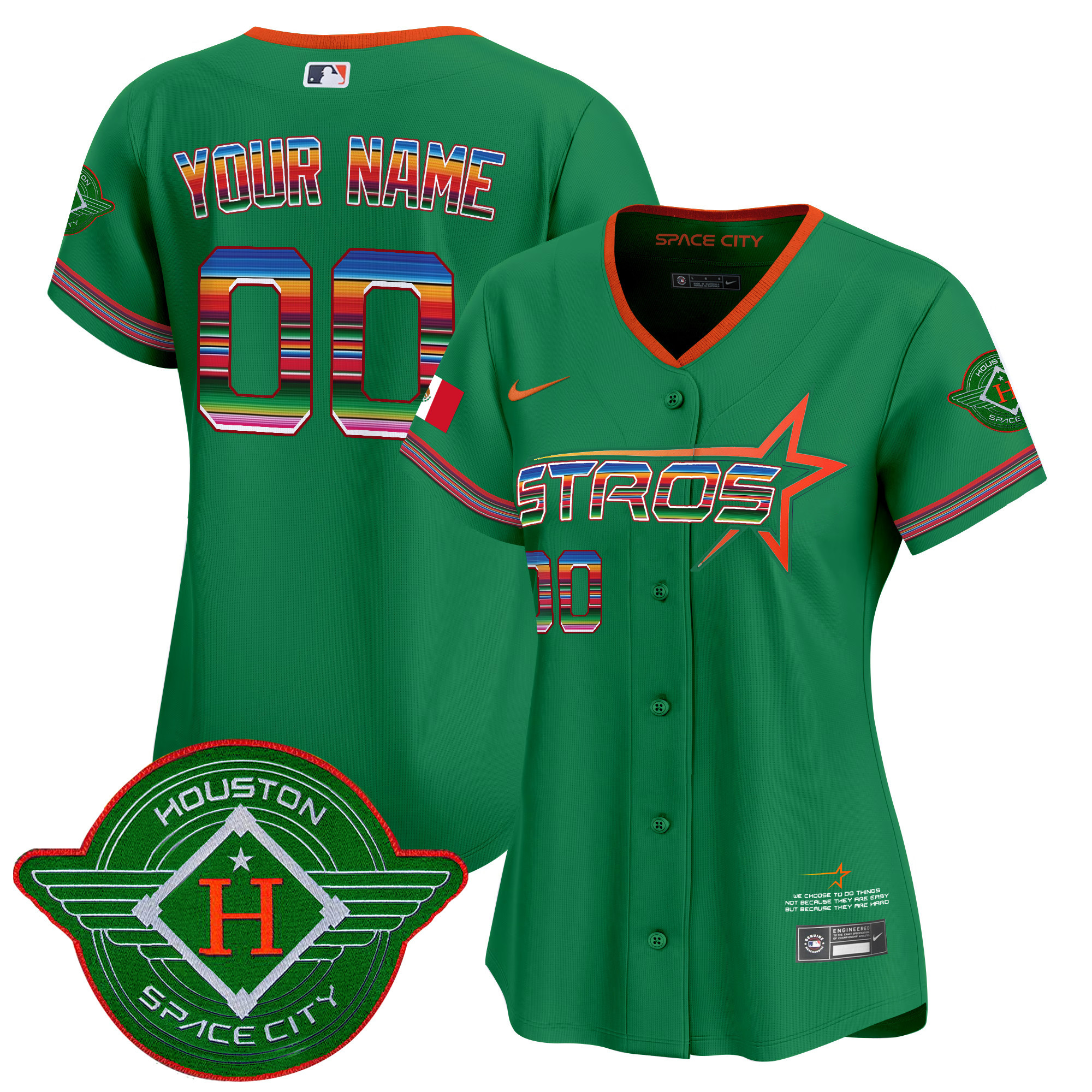 Women's Houston Astros 2025 City Connect Mexico Vapor Premier Limited Custom Green Jersey - All Stitched