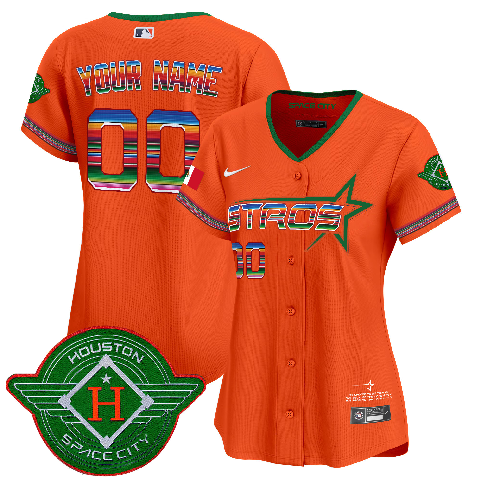 Women's Houston Astros 2025 City Connect Mexico Vapor Premier Limited Custom Orange Jersey - All Stitched