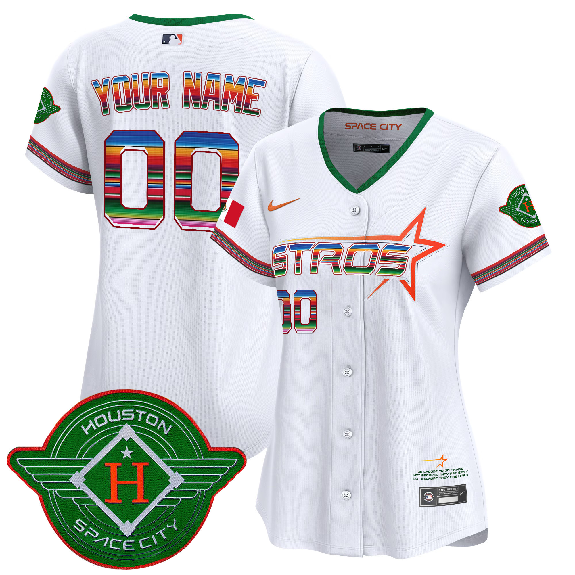 Women's Houston Astros 2025 City Connect Mexico Vapor Premier Limited Custom White Jersey - All Stitched