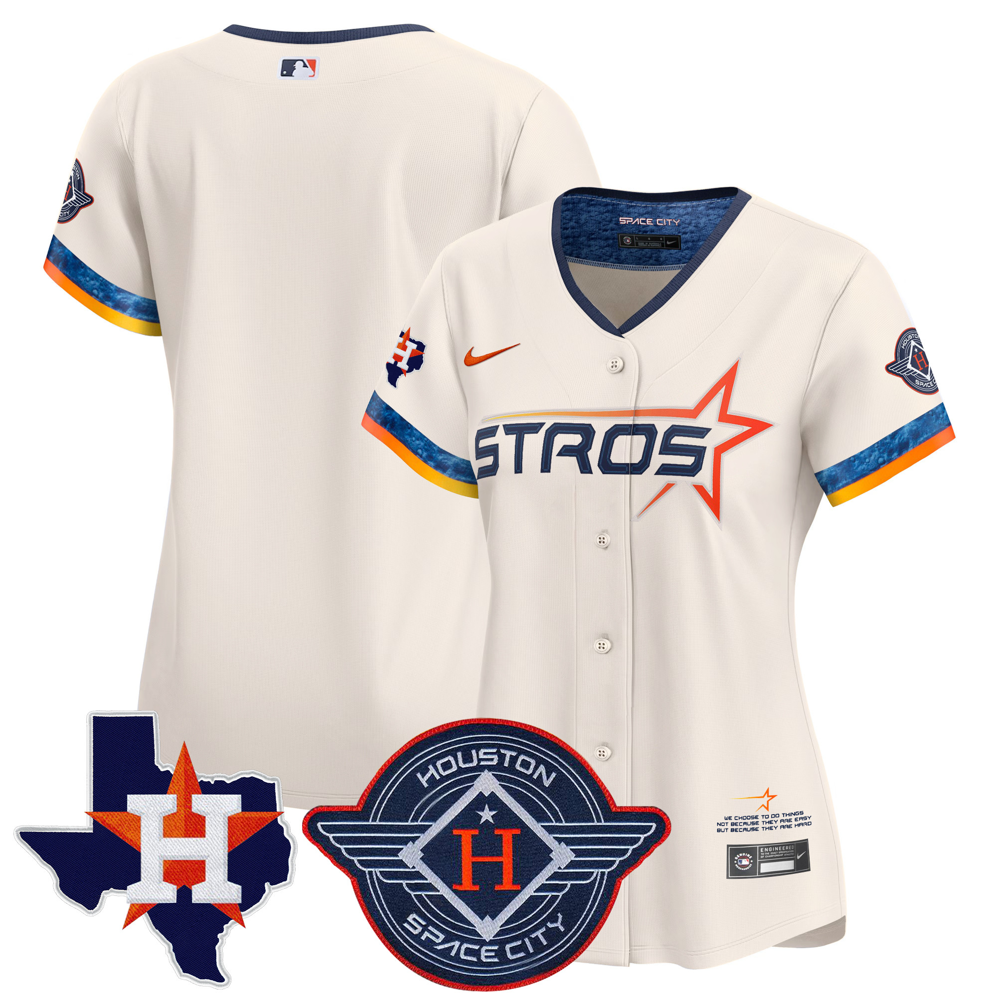 Women's Houston Astros 2025 City Connect Texas Patch Vapor Premier Limited Cream Jersey - All Stitched