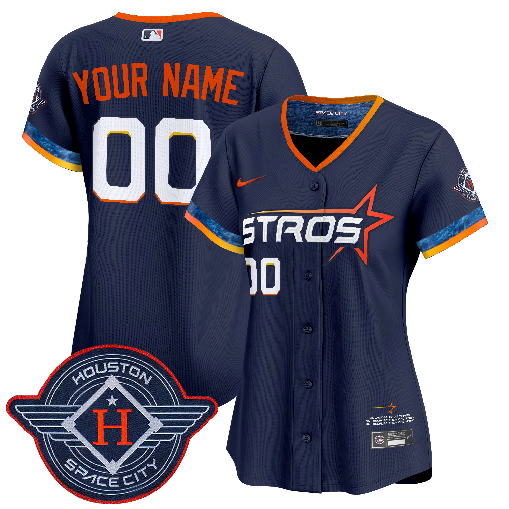 Women's Houston Astros 2025 City Connect Vapor Premier Elite Custom Navy Jersey - All Stitched