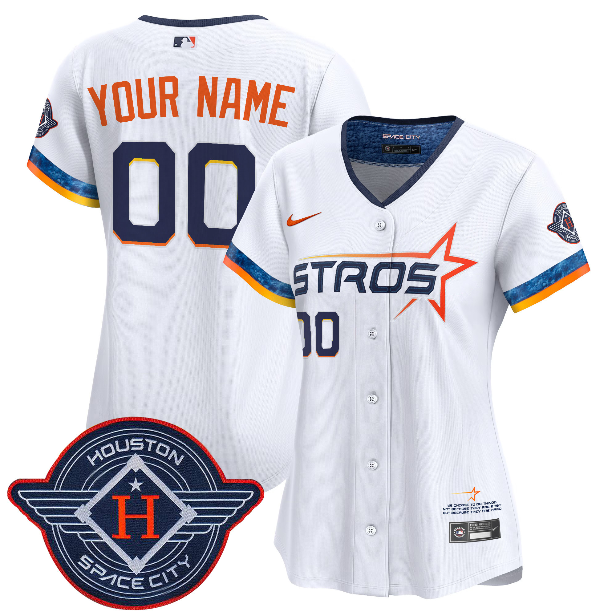 Women's Houston Astros 2025 City Connect Vapor Premier Limited Custom White Jersey - All Stitched