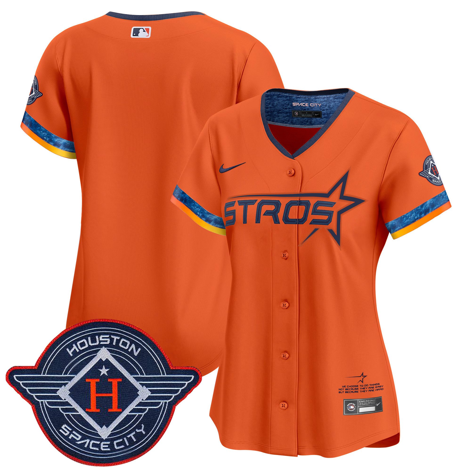 Women's Houston Astros 2025 City Connect Vapor Premier Limited Orange Jersey - All Stitched