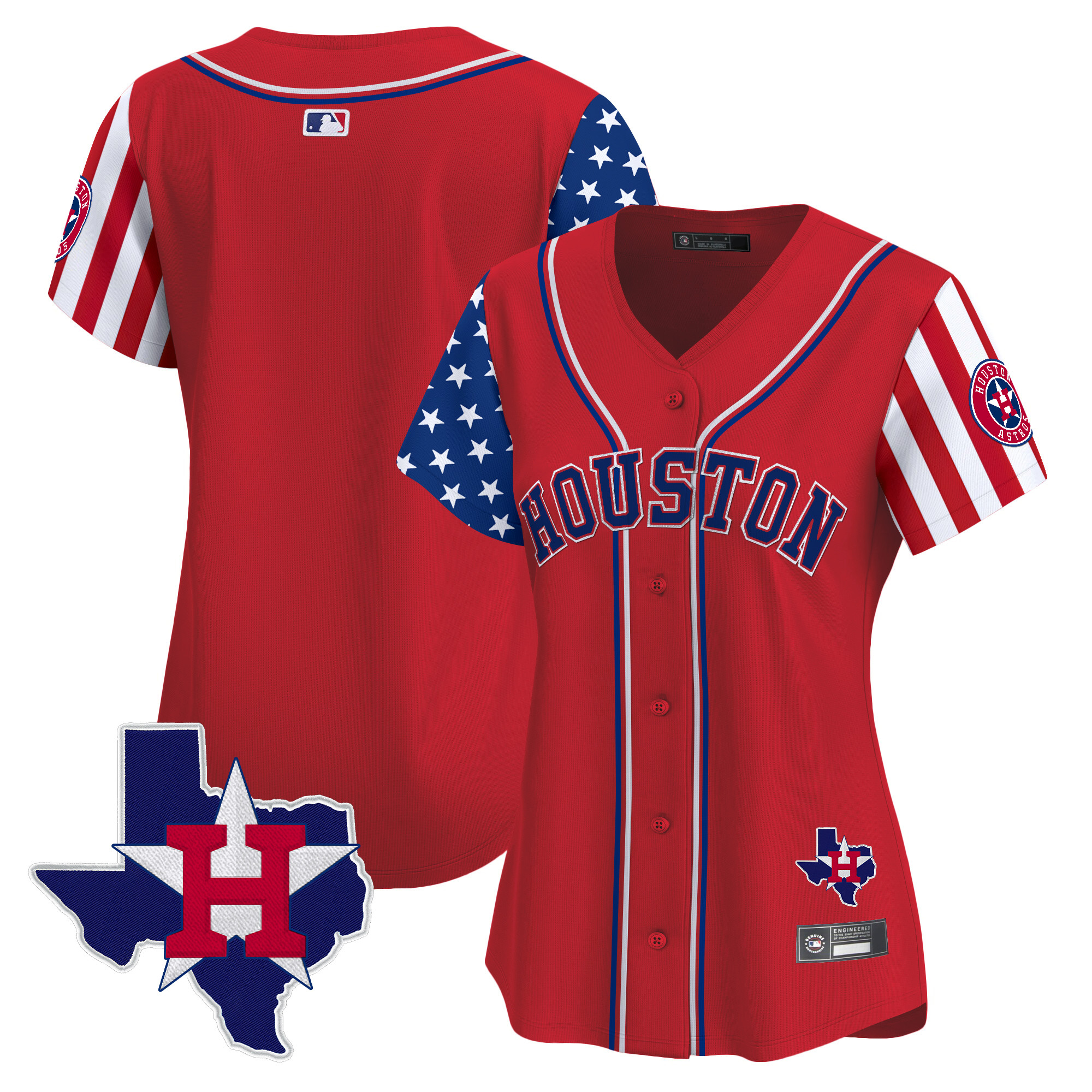 Women's Houston Astros 2025 Independence Day Vapor Premier Limited Red Jersey V2 - All Stitched