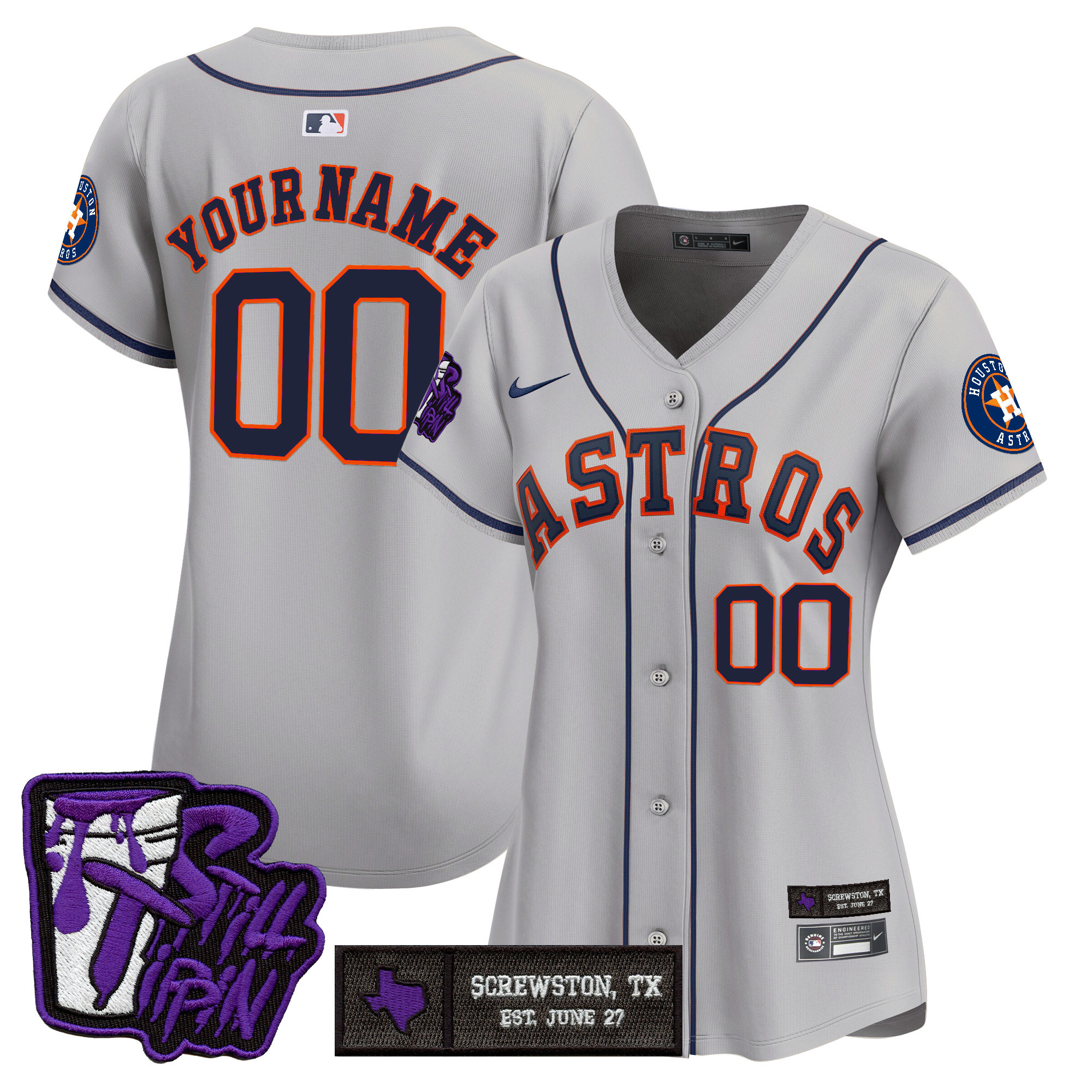 Women's Houston Astros DJ Screw Still Tippin Purple Patch Vapor Premier Limited Custom Gray Jersey - Stitched
