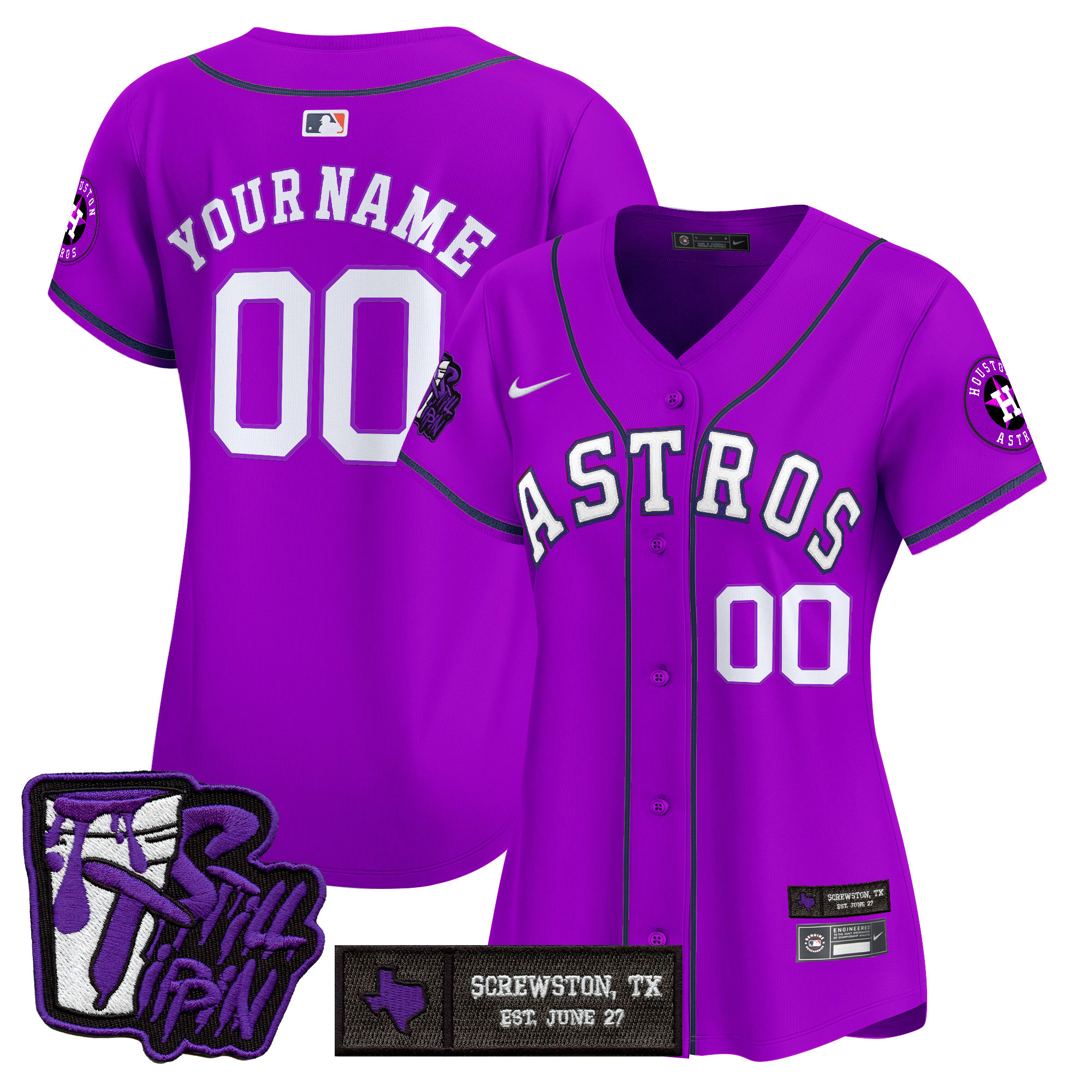 Women's Houston Astros DJ Screw Still Tippin Purple Patch Vapor Premier Limited Custom Purple Jersey - Stitched
