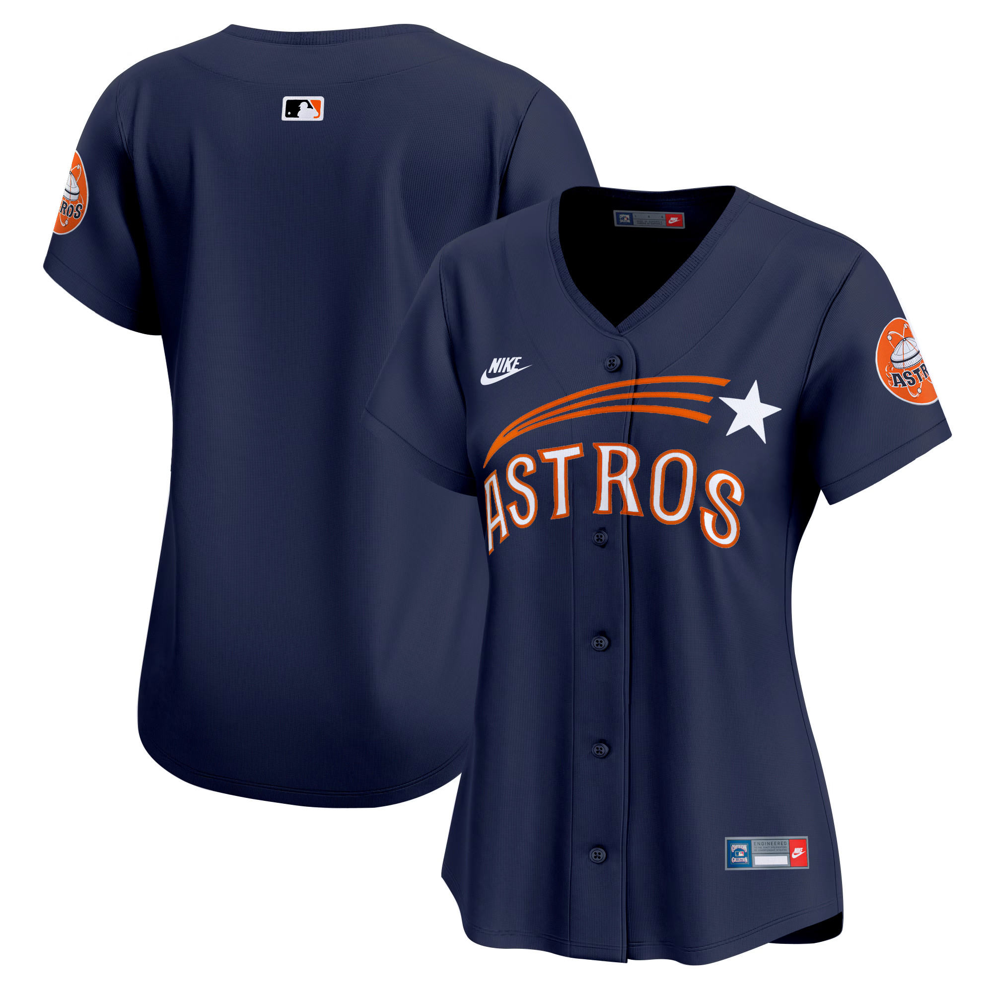 Women's Houston Astros Throwback Cooperstown Vapor Premier Limited Navy Jersey - All Stitched