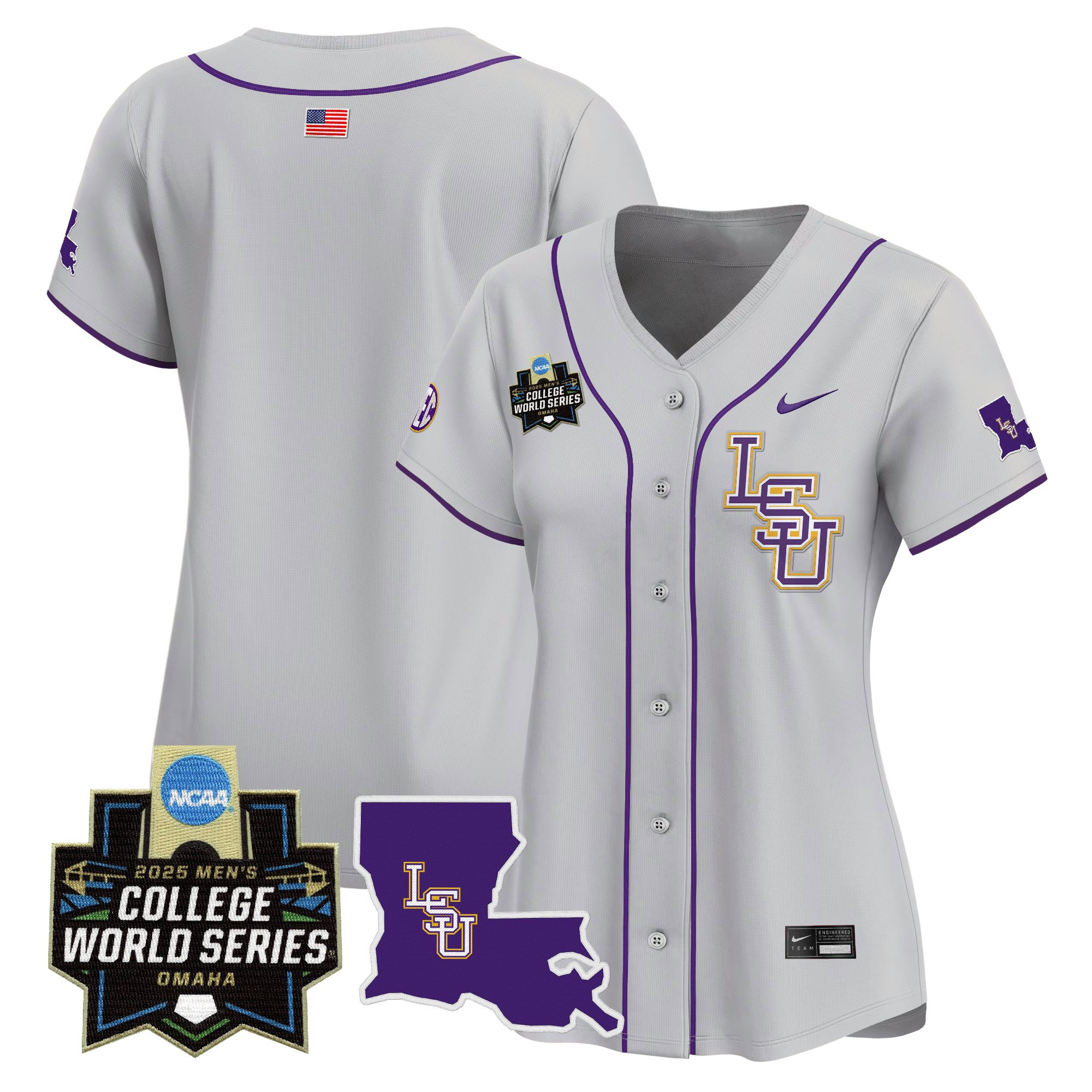 Women's LSU Tigers 2025 World Series Vapor Premier Limited Gray Jersey - All Stitched
