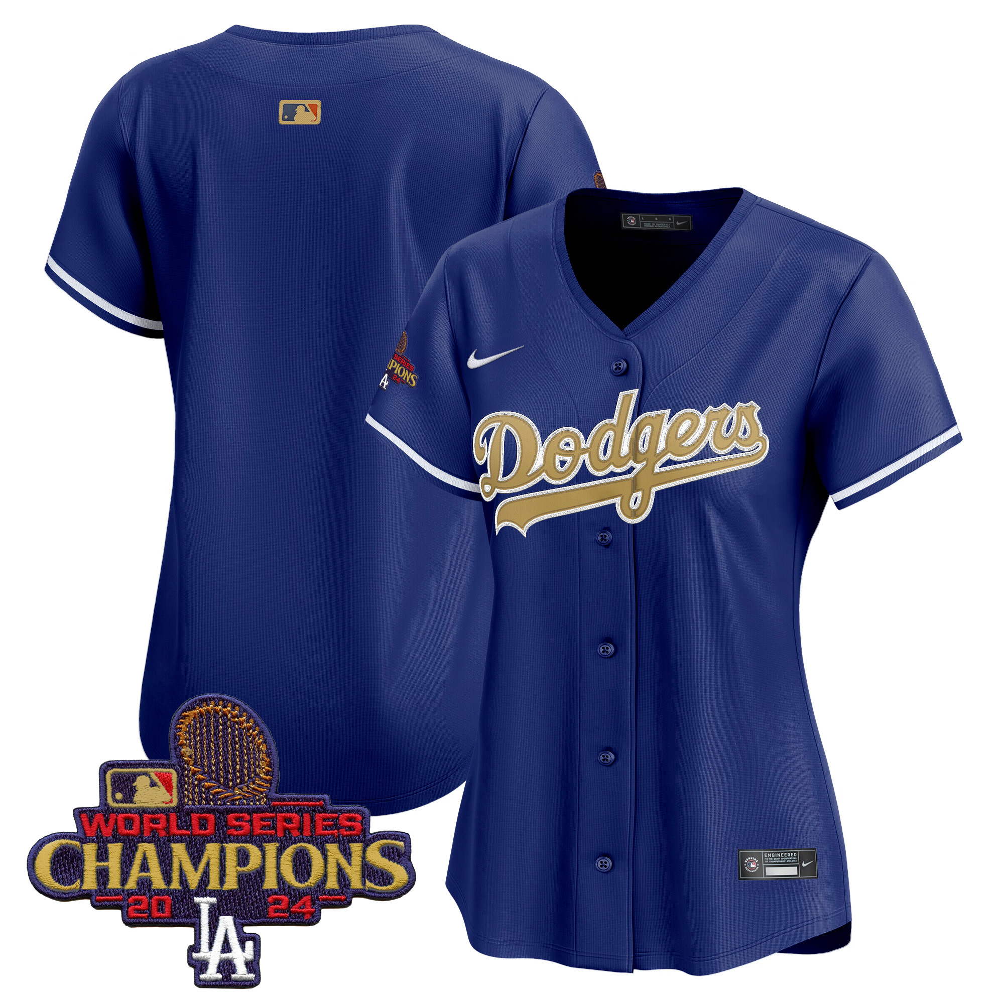 Women's Los Angeles Dodgers 2025 Gold Vapor Premier Limited Royal Jersey - All Stitched