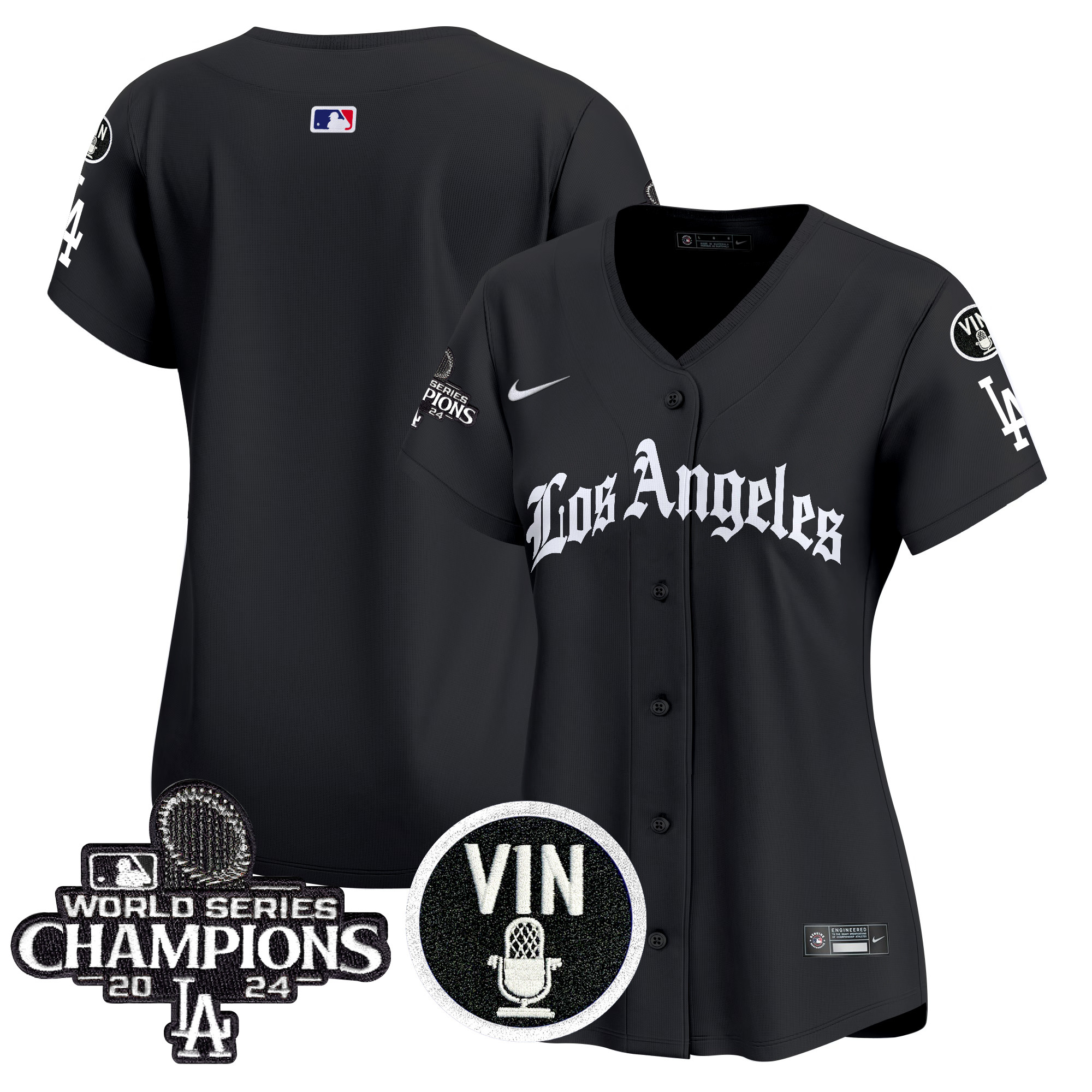 Women's Los Angeles Dodgers 2025 LA Gothic Style Vapor Premier Limited Black Jersey - All Stitched