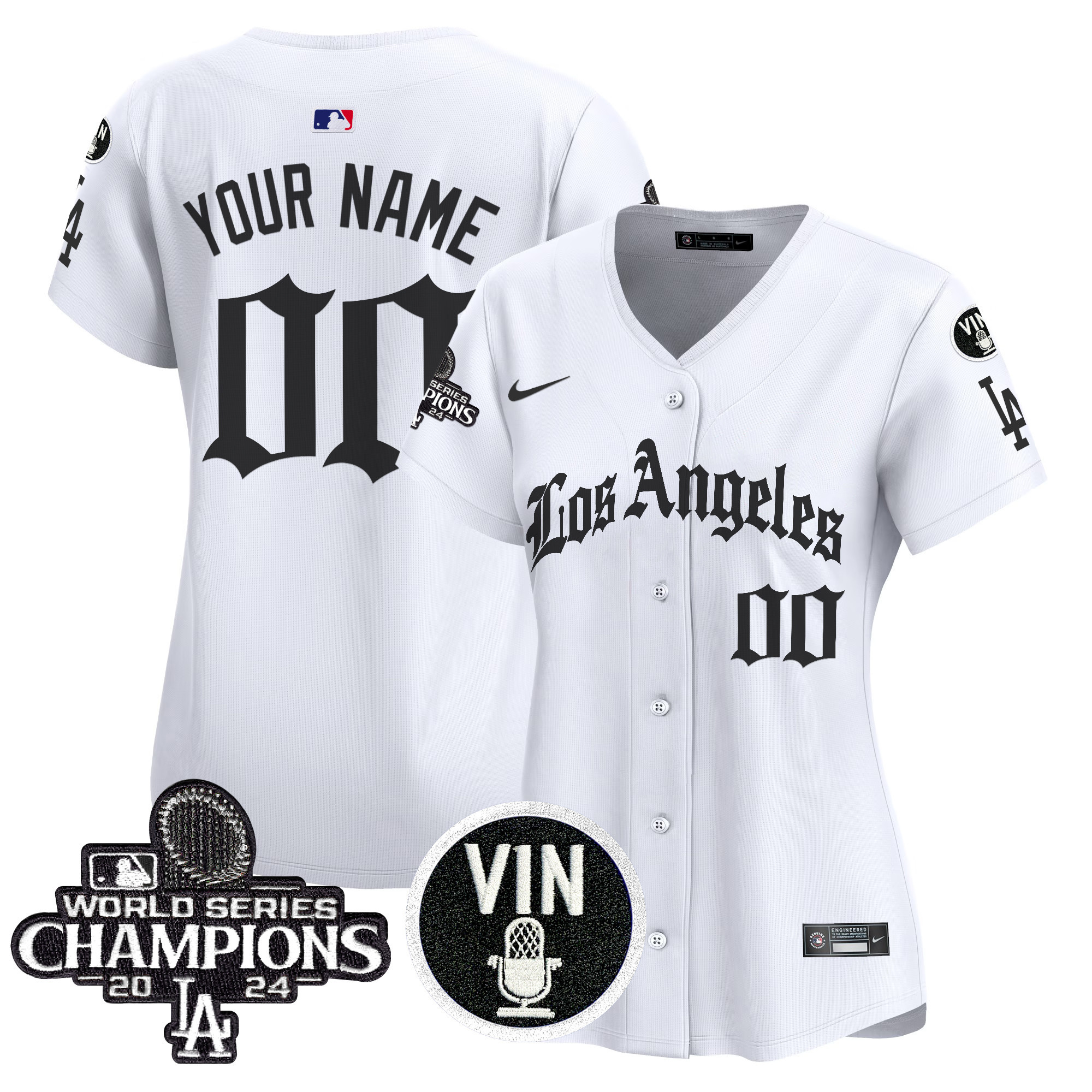 Women's Los Angeles Dodgers 2025 LA Gothic Style Vapor Premier Limited Custom White Jersey - All Stitched