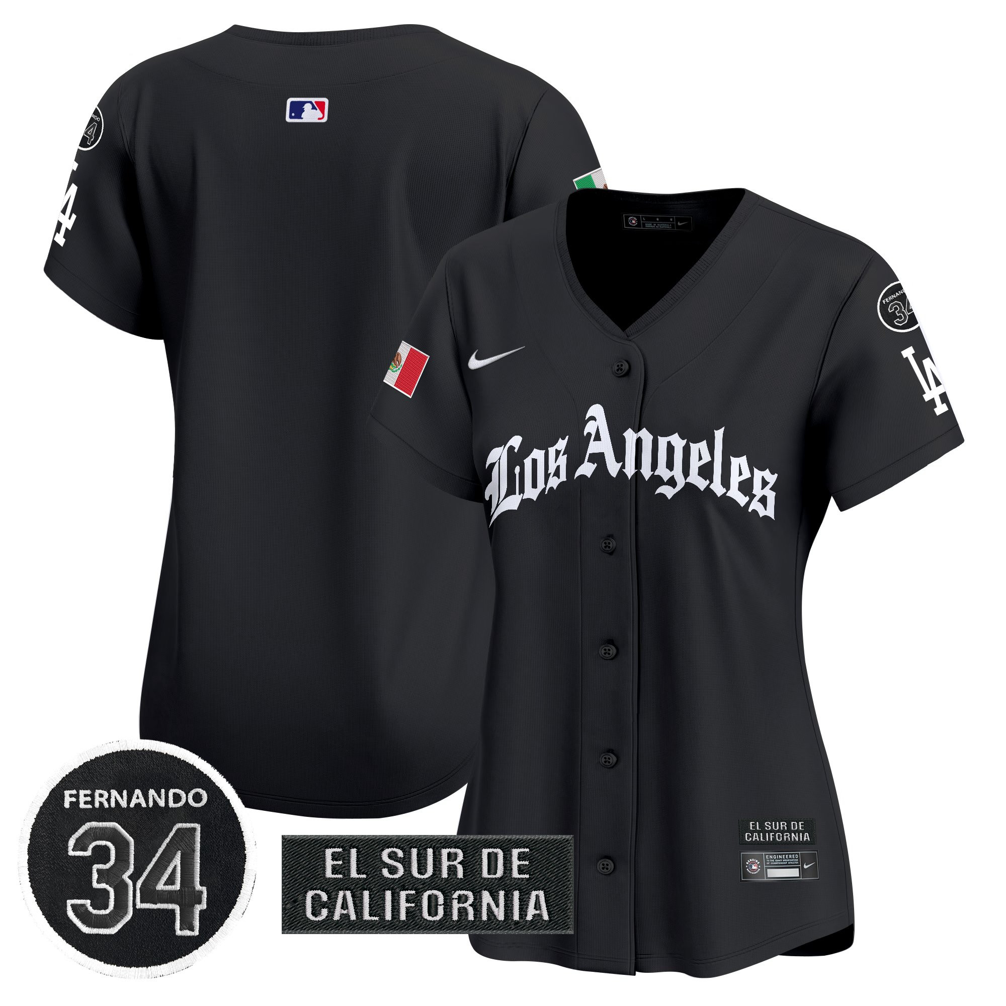 Women's Los Angeles Dodgers Mexico 2025 LA Gothic Style Vapor Premier Limited Black Jersey - All Stitched