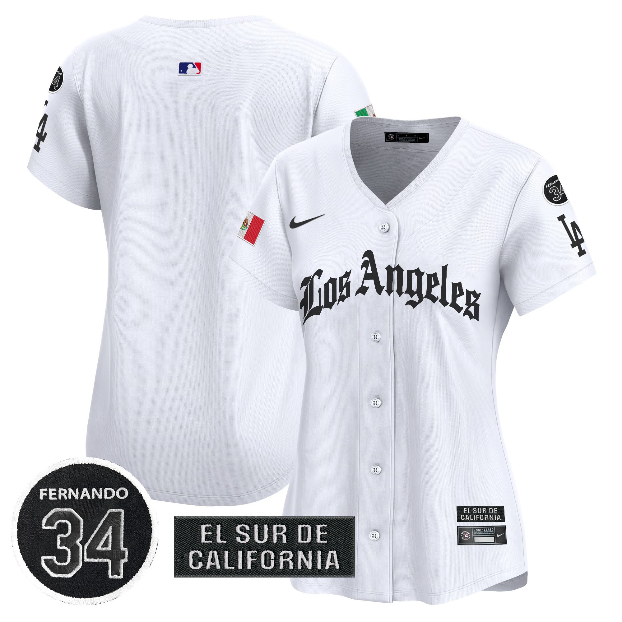 Women's Los Angeles Dodgers Mexico 2025 LA Gothic Style Vapor Premier Limited White Jersey - All Stitched
