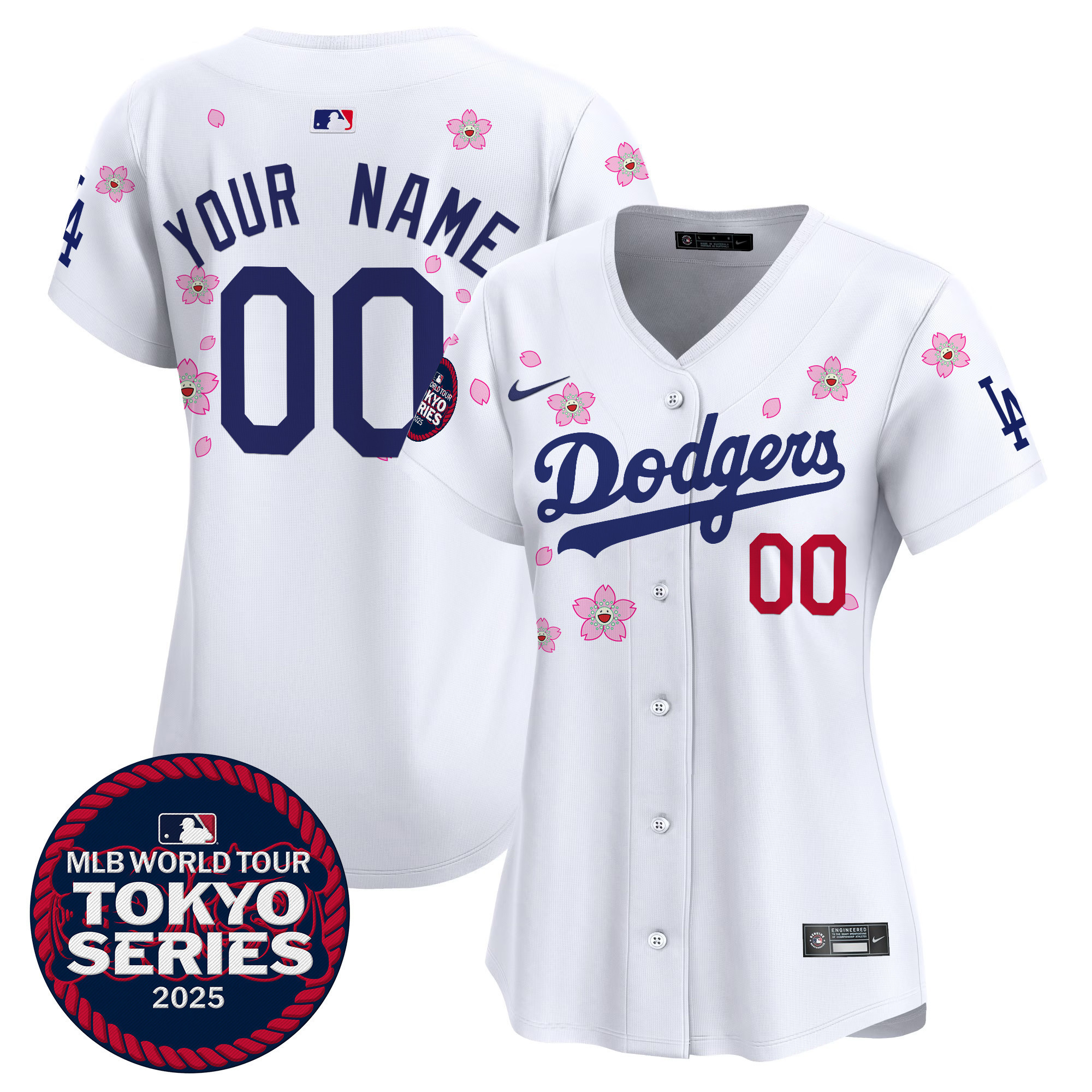 Women's Los Angeles Dodgers Tokyo Series 2025 Vapor Premier Limited Custom White Jersey V2 - Stitched